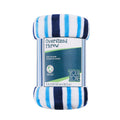 Reversible Sherpa Blue Stripes XL Oversized Throw Blanket, 72 x 50 inches, Great for a Kids Bedroom, Super Soft and Cozy - Lightweight Plush Warm Blanket for All Seasons - Default Title
