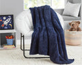 Decorative Knitted Soft, Navy Blue, Oversized, Fuzzy, Throw Blanket for Kids, 72 x 50 inches - Luxury Knitted Decorative Throw Blanket with Fringes - Default Title