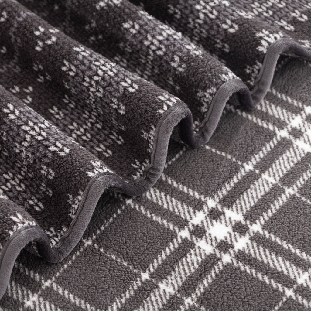 Super Soft Flannel Berkshire Life Reversible Printed Hampshire Soft Throw Blanket, Glacier Fair Isle - Cozy Fleece Throw Blanket for Couch & Bed Detail