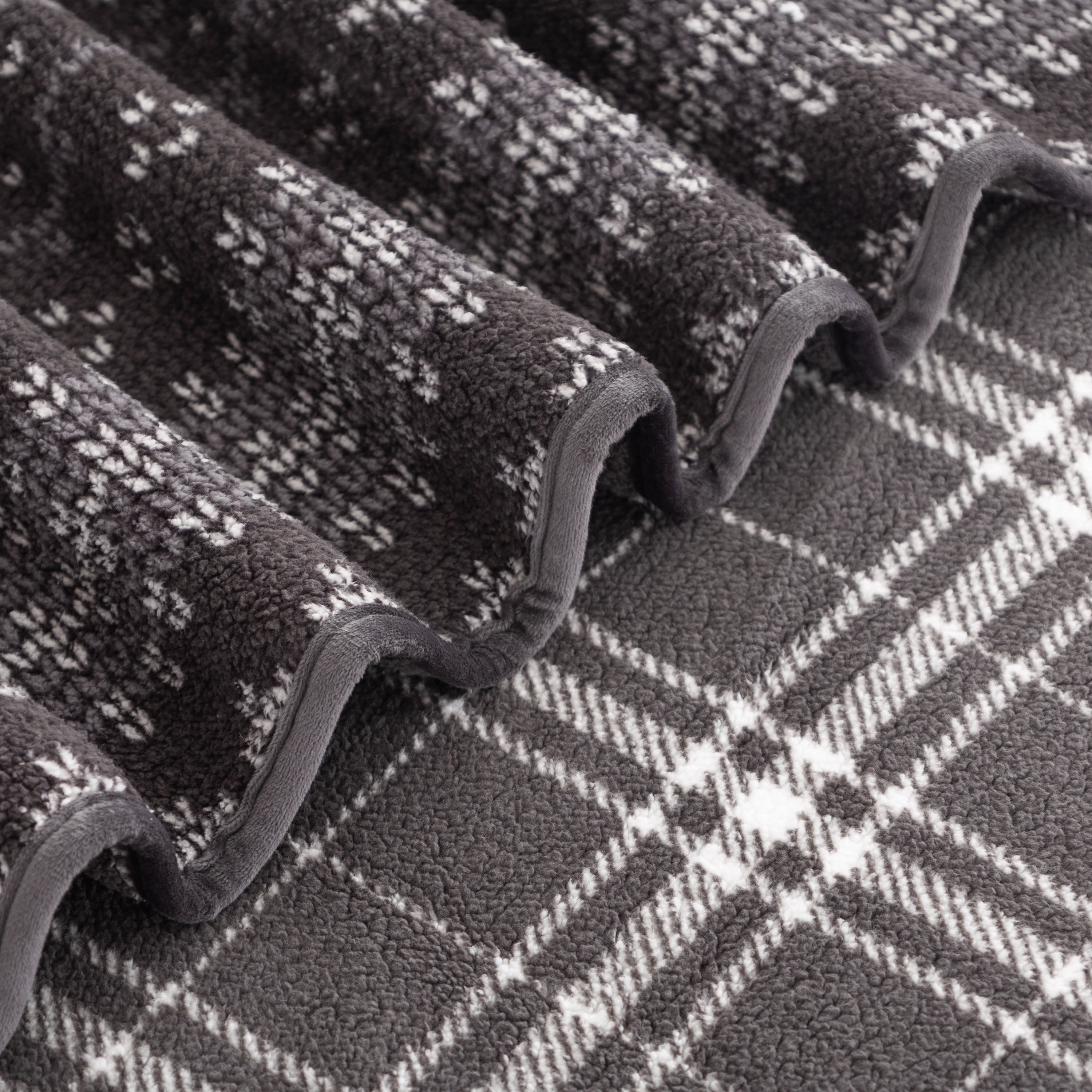 Super Soft Flannel Berkshire Life Reversible Printed Hampshire Soft Throw Blanket, Glacier Fair Isle - Cozy Fleece Throw Blanket for Couch & Bed Detail