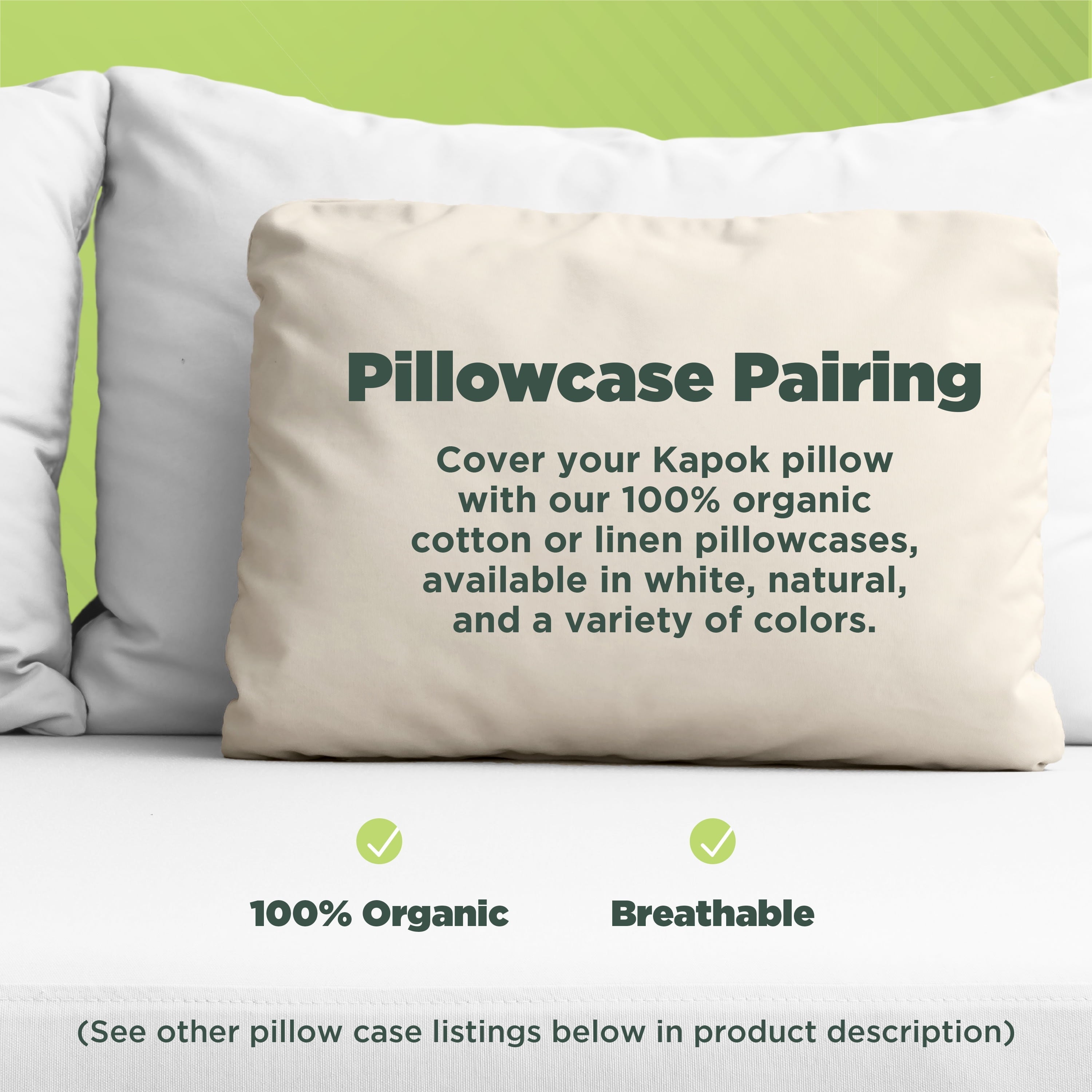 Ergonomic Memory Foam Kapok 20x26" Standard Bed Pillow – Organic Cotton Fabric Soft Sleeping Pillow - Made in USA - Ergonomic Memory Foam Pillow for Neck Pain Support Detail