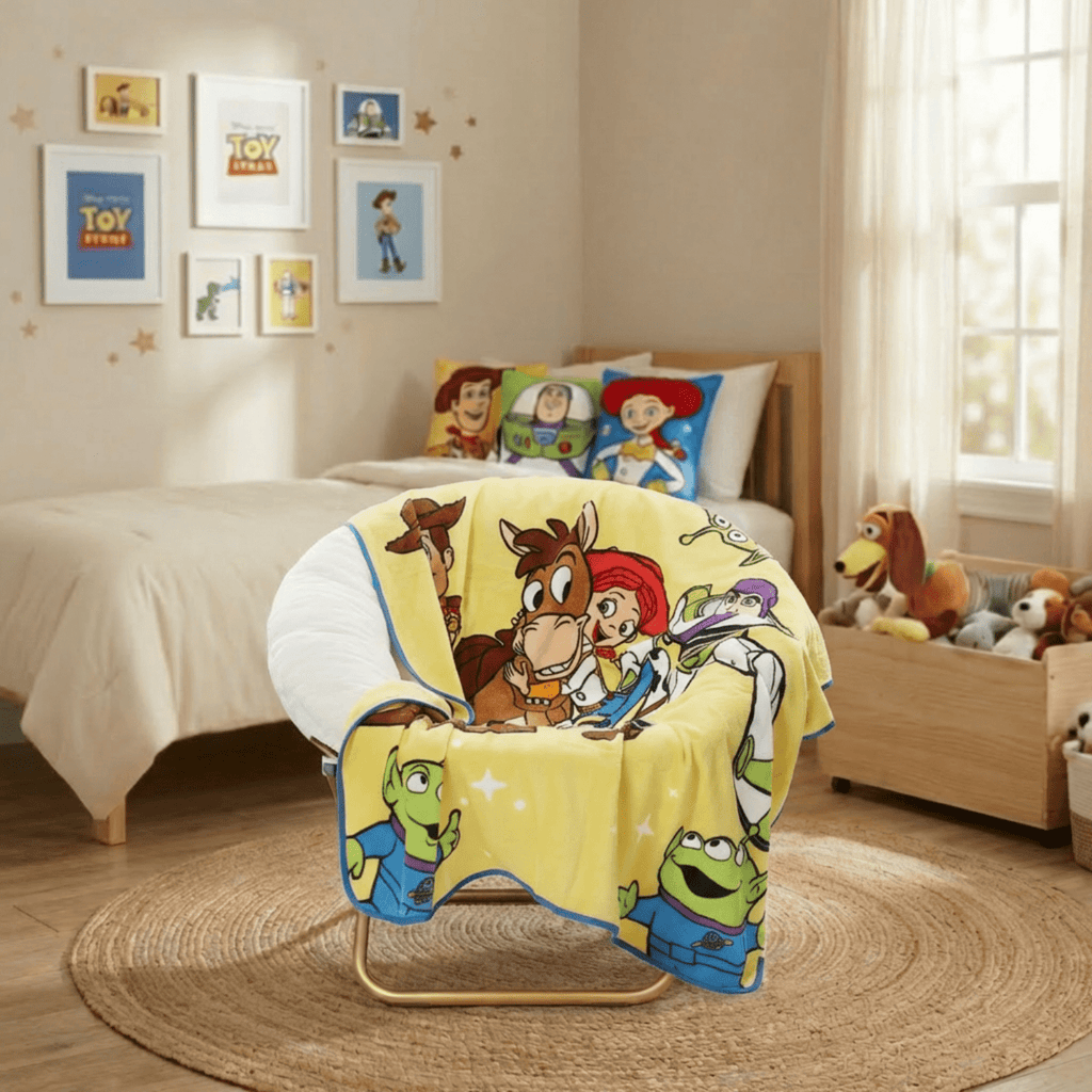 Super Soft Flannel Space Kids Throw Blanket, Soft Coral Fleece, Yellow, 46" x 60" - Luxury Knitted Decorative Throw Blanket with Fringes Detail