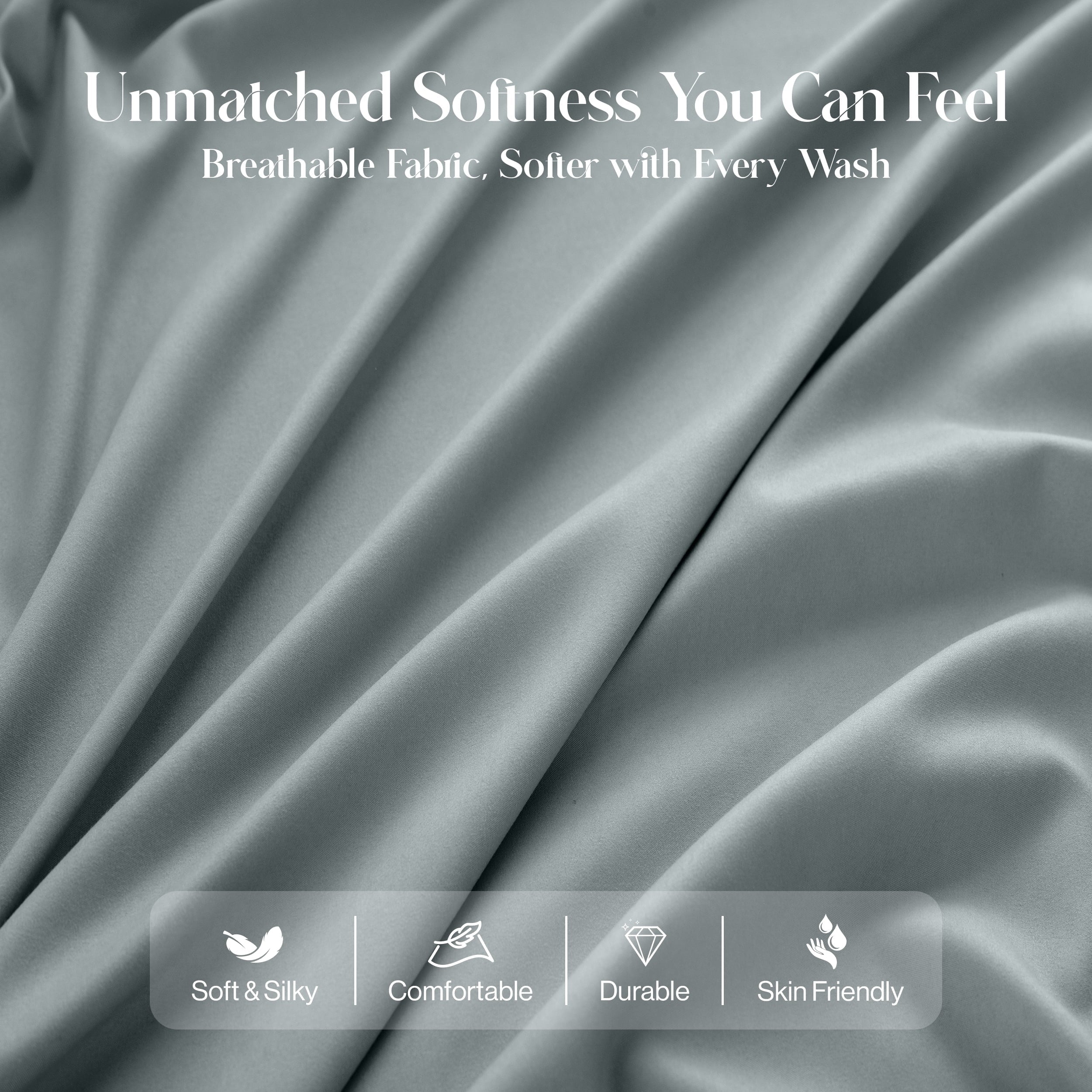 Ultra-Soft Bed Sheets - 6 Piece Ultra-Soft Microfiber Sheets Set, Deep Pocket Fitted Sheet, Flat Sheet & 4 Pillowcases, Breathab... - Luxury Bed Sheet Set with Deep Pockets Detail