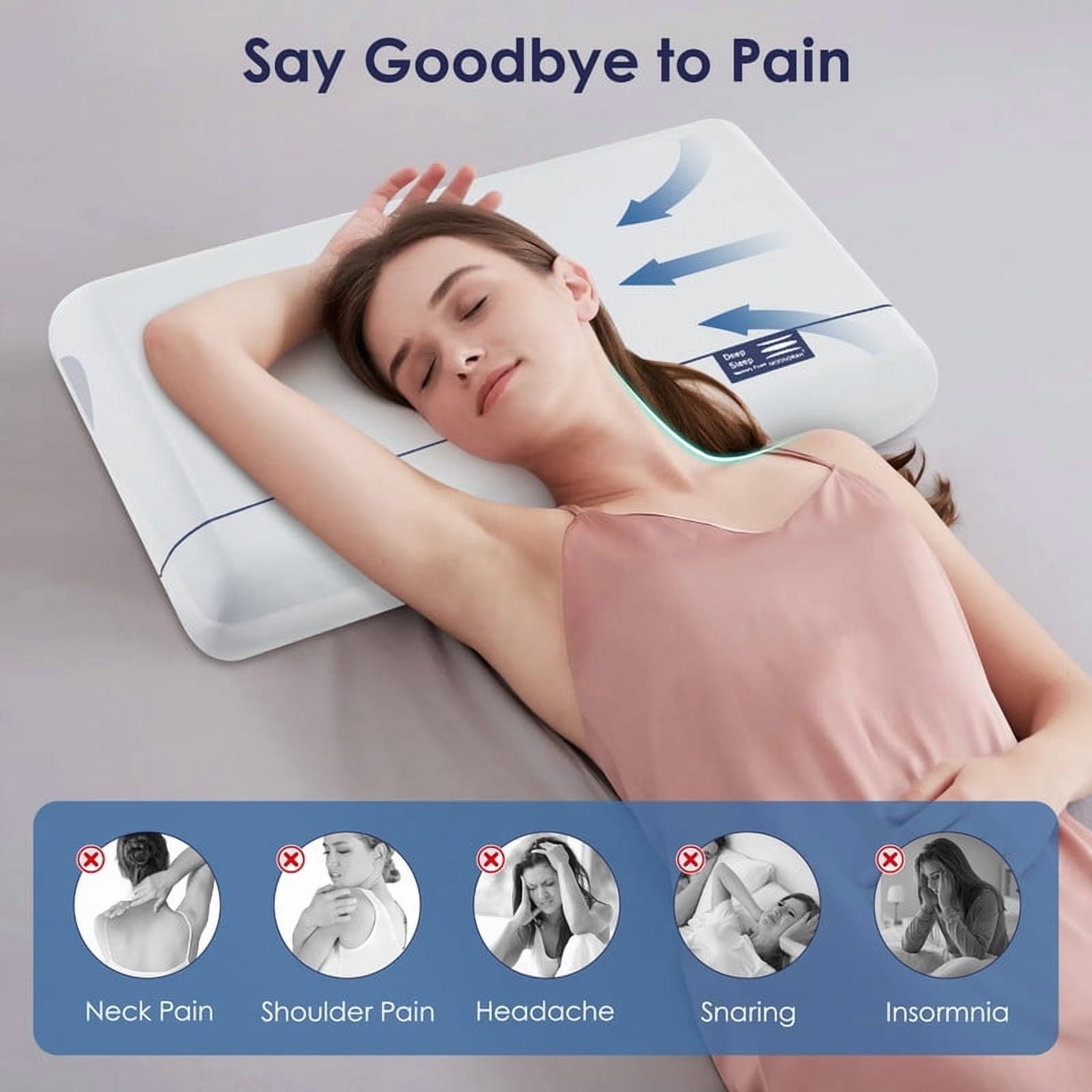 Fluffy Shredded Cooling Memory Foam Bed Pillow for Neck Pain Relief, Two-Sided Cooling Pillow for Back, Stomach and Side Sleepers, Tw... - Decorative Throw Pillow Cushion for Sofa & Bed Detail