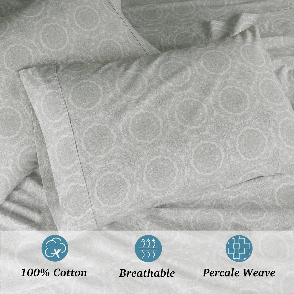 Breathable Luxury 100% Cotton Queen Sheets Set, 4 Piece Bed Sheets Set with HeiQ Fresh, Percale Weave, Hotel Luxury, Ultra Soft Sheets ... - Luxury Bed Sheet Set with Deep Pockets Detail