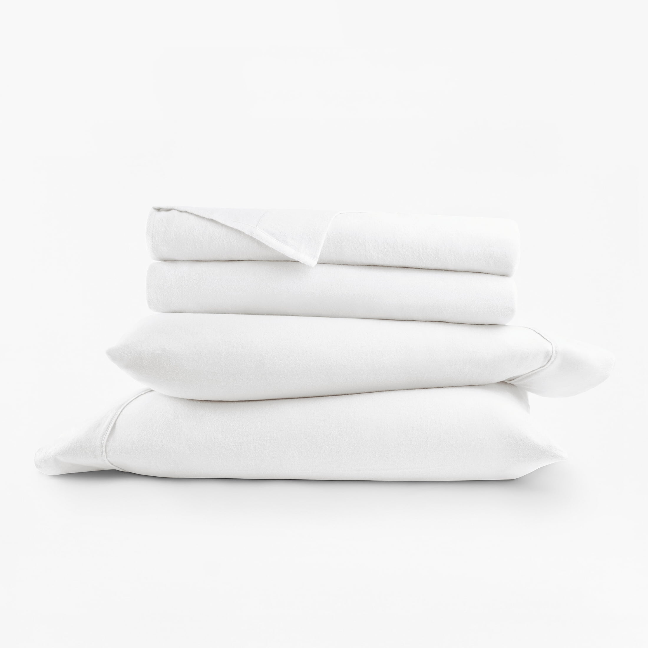 Cooling Sateen 100% Cotton Flannel Bed Sheets Set for Full Size Bedding in White - Cooling Hotel Quality Bedding Sheets and Pillowcases Detail
