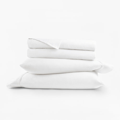 Cooling Sateen 100% Cotton Flannel Bed Sheets Set for Full Size Bedding in White - Cooling Hotel Quality Bedding Sheets and Pillowcases Detail