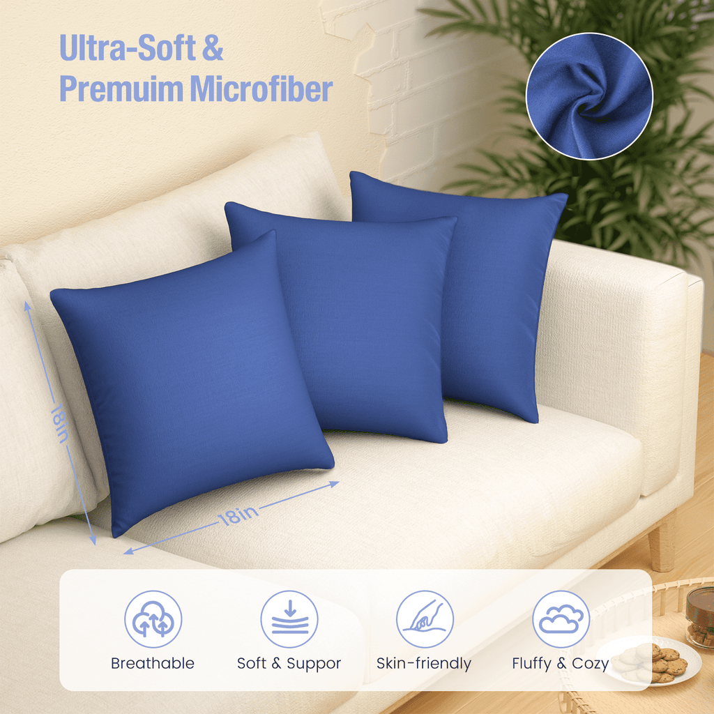 Fluffy Shredded Throw Pillow Inserts Set of 2, Indoor Decorative 18x18 inches Square Pillows for Couch, Sofa, Bed, Supportive Cushion... - Hotel Quality Plush Sleeping Pillows Detail