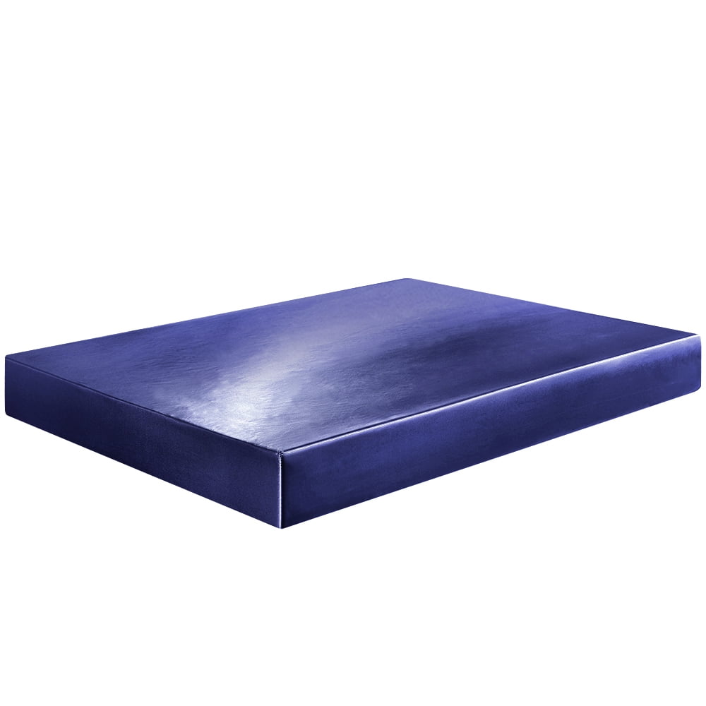 Wrinkle-Resistant Fitted Sheet Deep Pocket Bed Sheet Satin Silk Sheets Ultra Soft Machine Washable Twin, Navy Blue - Premium Ultra-Soft Pillowcase Pair for Sleeping Detail