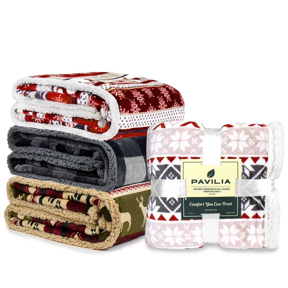 Super Soft Flannel Premium Plush Sherpa Throw Christmas Blanket | Soft, Warm, Cozy, Reversible Microfiber Winter Cabin Throw | Plaid Hol... - Lightweight Plush Warm Blanket for All Seasons Detail