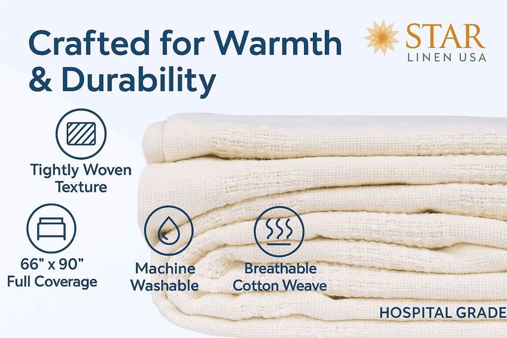 Lightweight Warm Hospital Thermal Blanket Throw Snag Free | 100% Cotton | Twin 66"x90" | White (1) - Lightweight Plush Warm Blanket for All Seasons Detail
