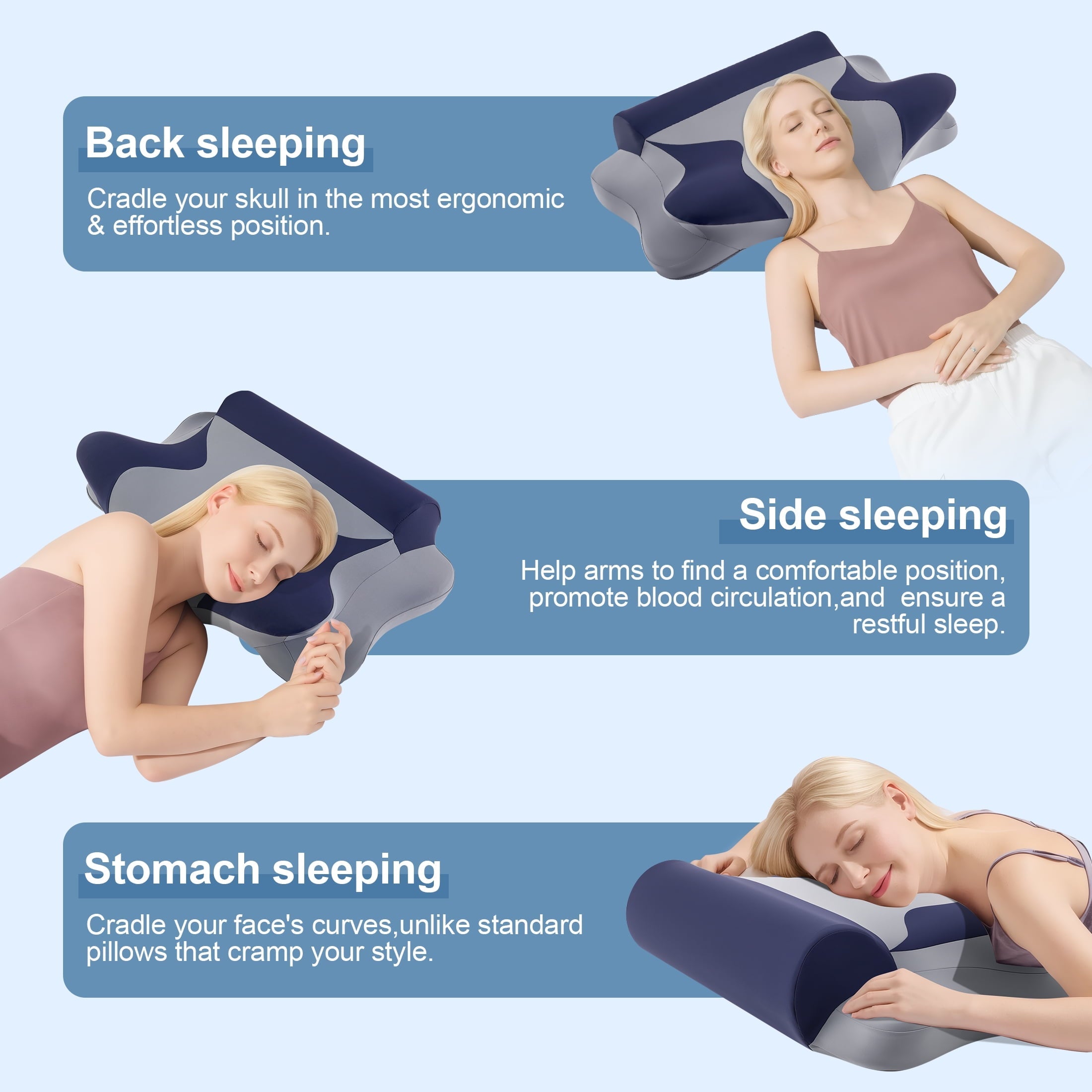 Hotel Collection Cooling Bed Pillow for Neck & Shoulder Pain Relief, Cervical Support Comfort Pillow for Side Back Stomach Sleeper, Er... - Hotel Quality Plush Sleeping Pillows Detail