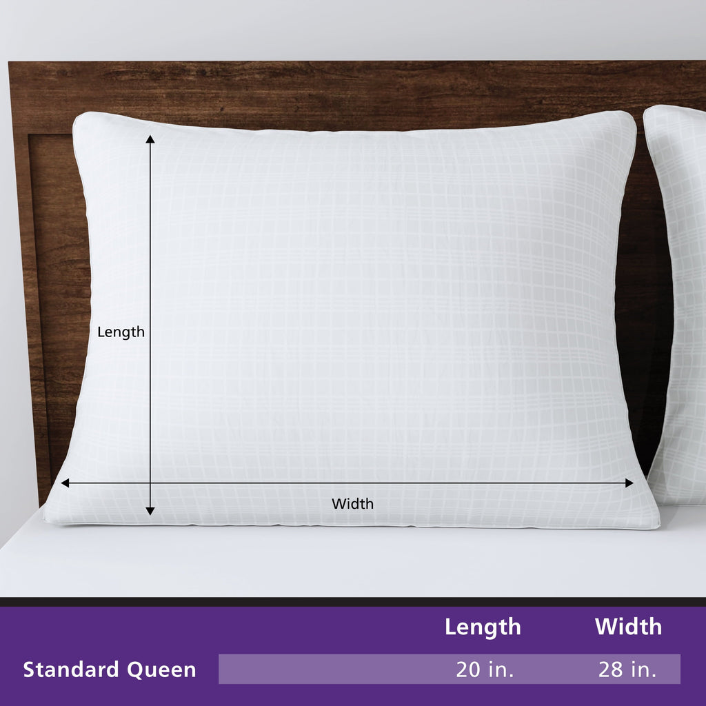 Decorative Plump Comfort Complete Bed Pillow, Standard/Queen, White- All Positions Antimicrobial - Orthopedic Shredded Foam Bed Pillow Set Detail