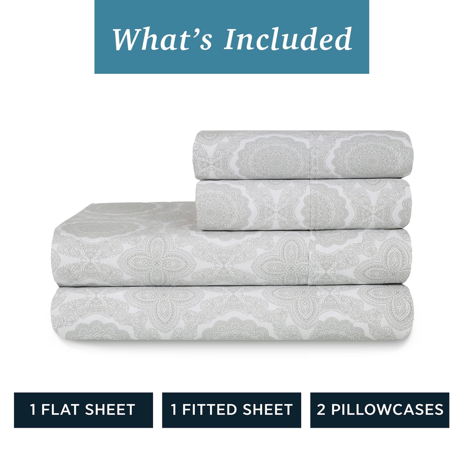 Breathable Luxury 100% Cotton Queen Sheets Set, 4 Piece Bed Sheets Set with HeiQ Fresh, Percale Weave, Hotel Luxury, Ultra Soft Sheets ... - Luxury Bed Sheet Set with Deep Pockets Detail