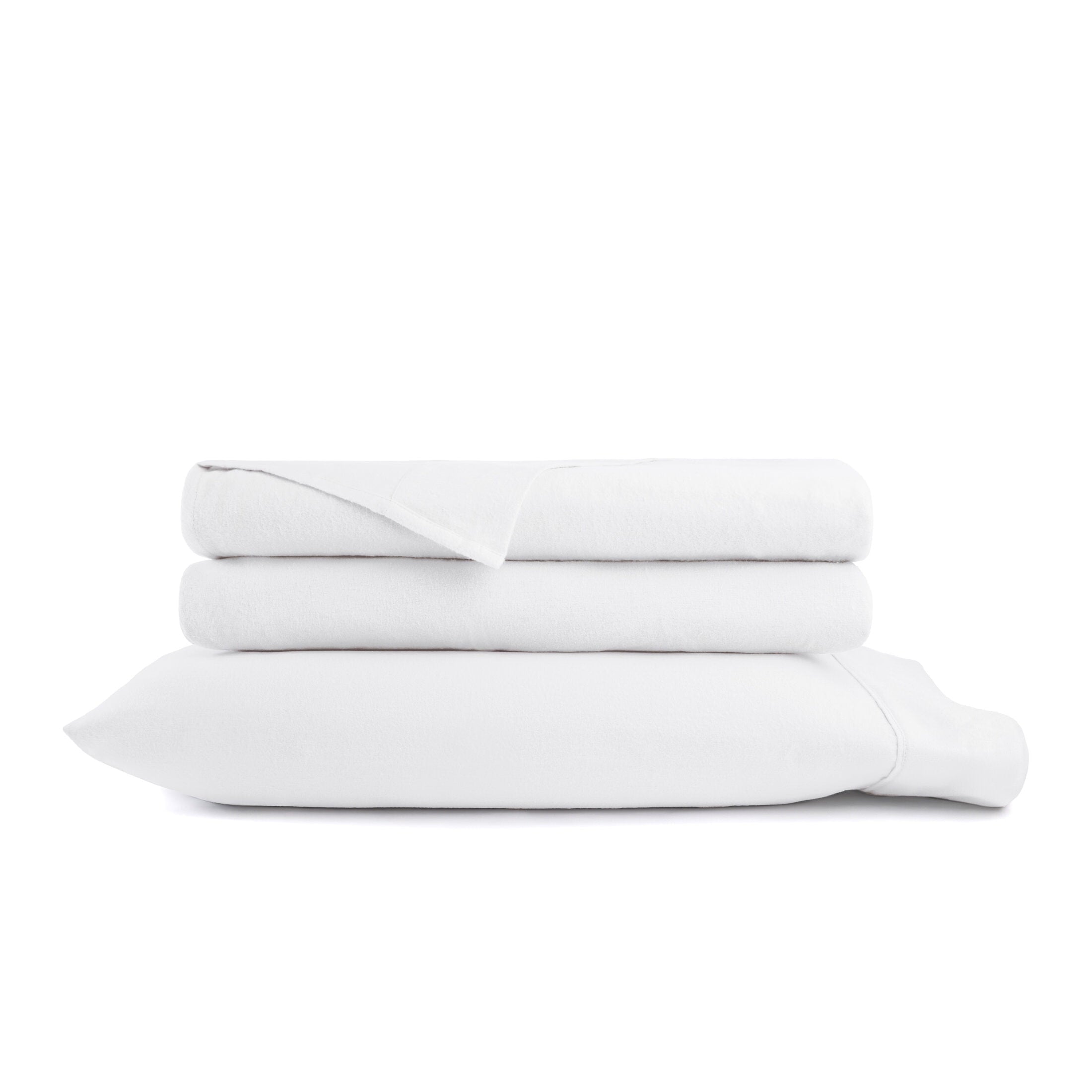 Cooling Sateen 100% Cotton Flannel Bed Sheets Set for Full Size Bedding in White - Cooling Hotel Quality Bedding Sheets and Pillowcases Detail