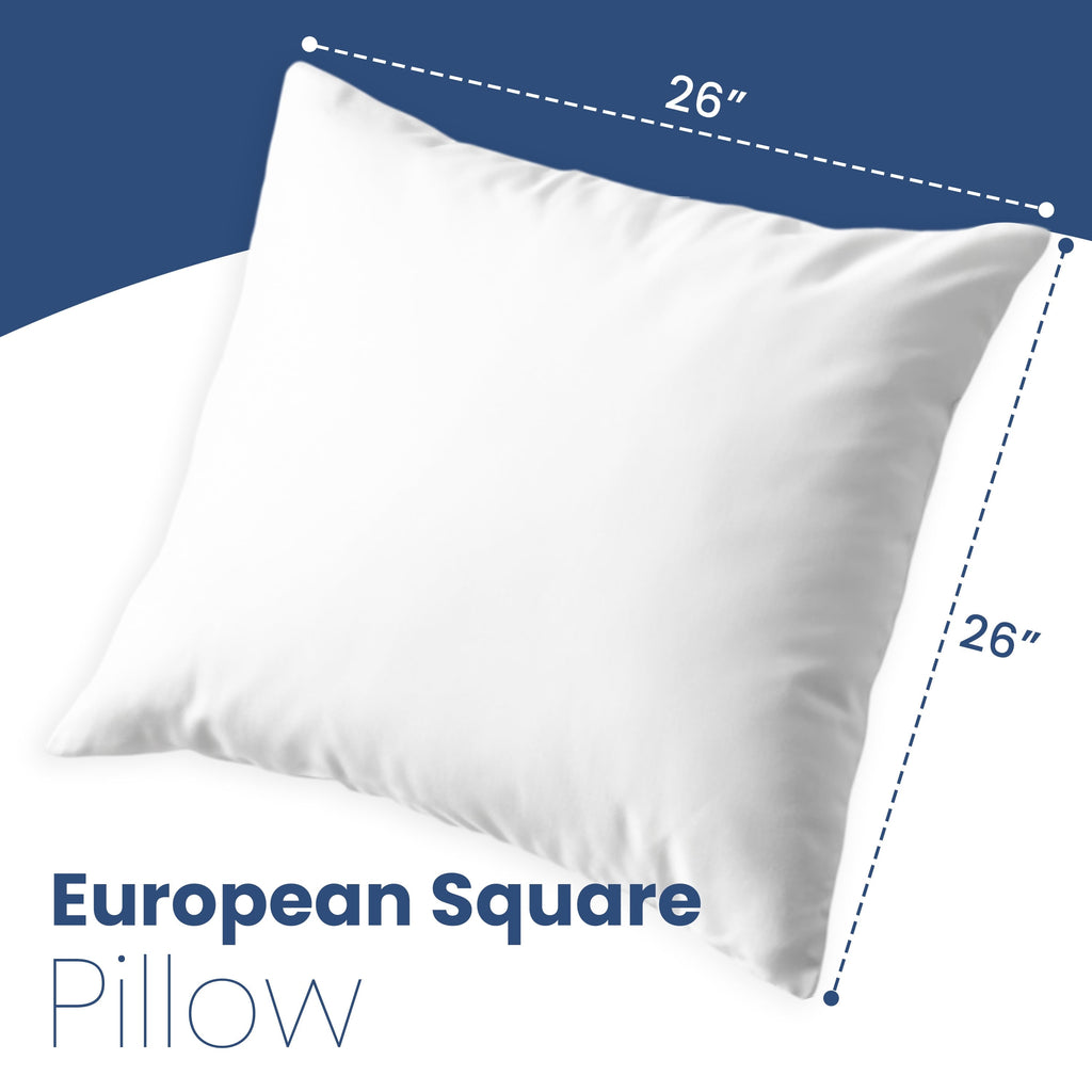 Ergonomic Memory Foam Down Alternative White Euro Pillow Insert 26x26 – Soft & Durable - Decorative Throw Pillow Cushion for Sofa & Bed Detail