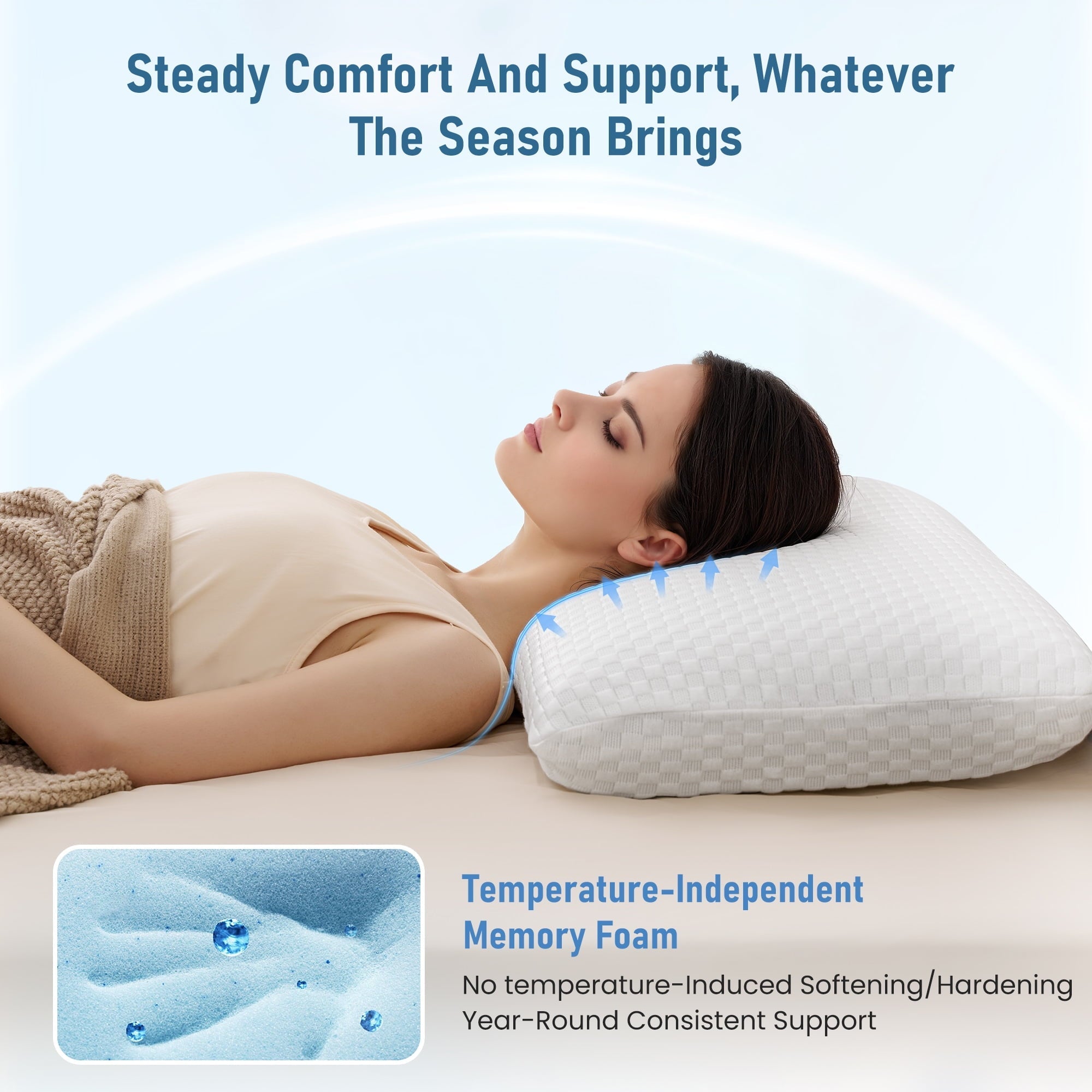 Fluffy Shredded Memory Foam Pillow for Bed, Cooling Pillow with Extra Height Pad, Supportive Bed Pillow for Side, Back & Hot Sleepers... - Ergonomic Memory Foam Pillow for Neck Pain Support Detail