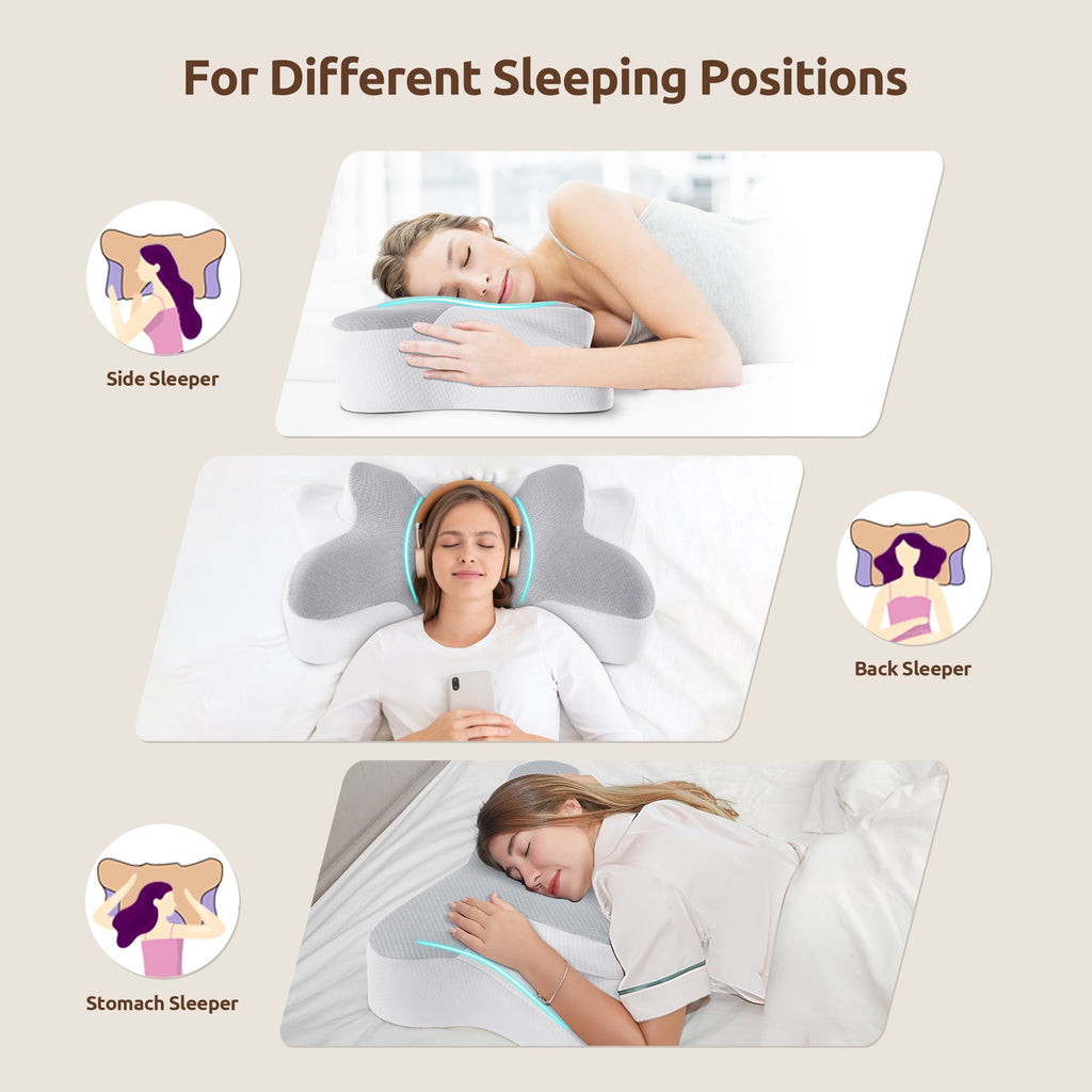 Decorative Plump Memory Foam Pillow for Neck Pain Relief Cervical Sleepers Standard/Queen Gray - Ergonomic Memory Foam Pillow for Neck Pain Support Detail