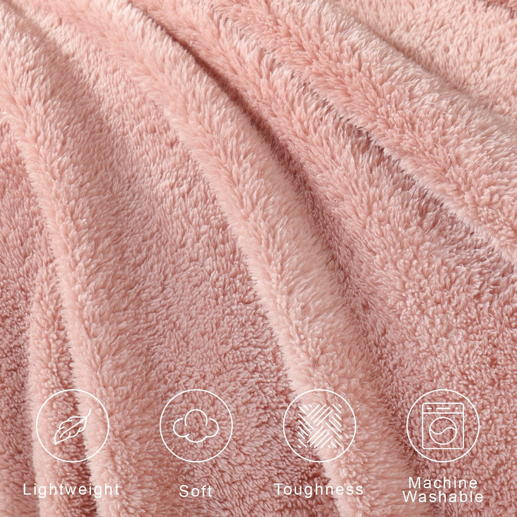 Cozy Fleece Soft Fleece Throw Blanket for Couch, Super Soft Velvet Plush Bed Blanket, 50x60 Inches, Pink - Super Soft Reversible Sherpa Flannel Blanket Detail