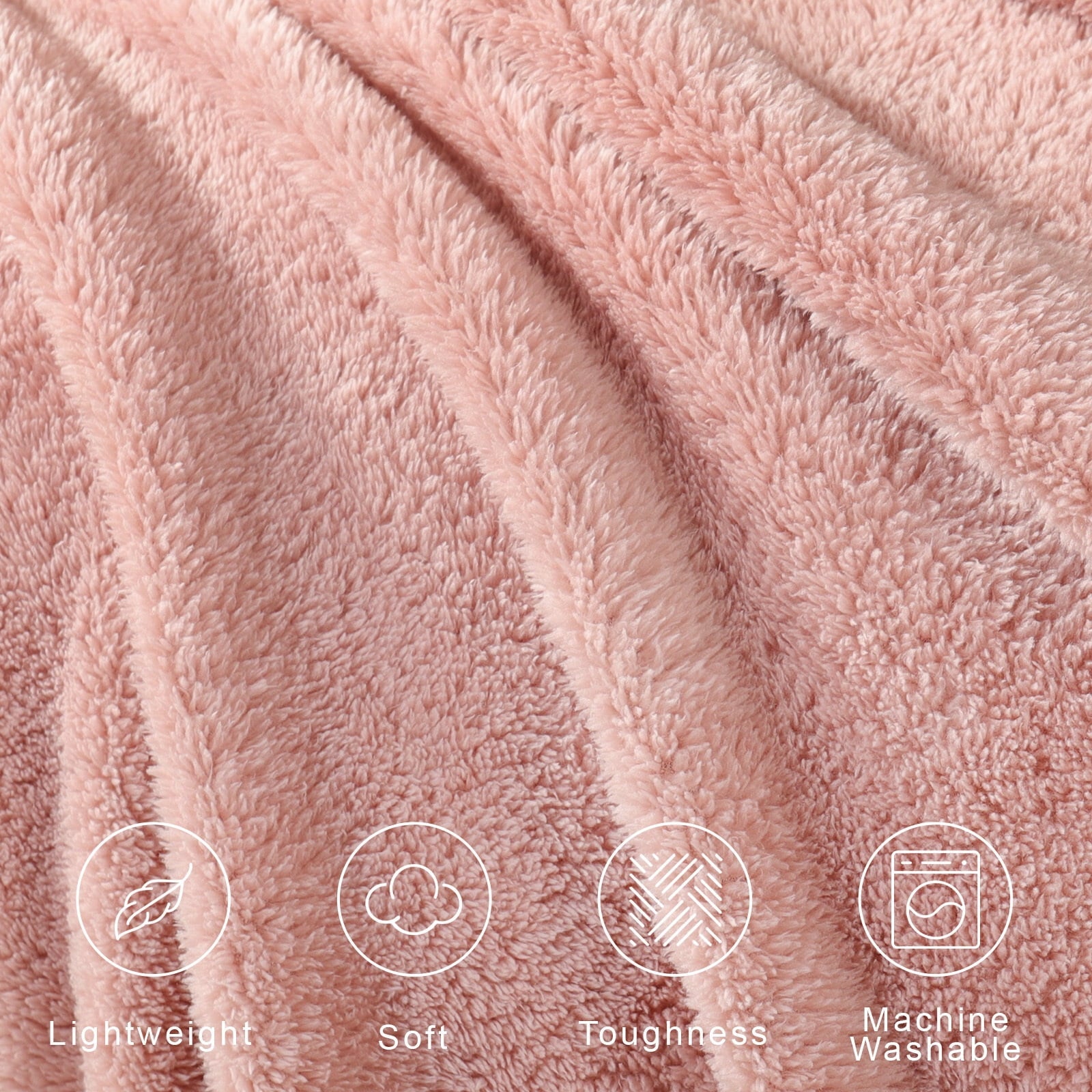 Cozy Fleece Soft Fleece Throw Blanket for Couch, Super Soft Velvet Plush Bed Blanket, 50x60 Inches, Pink - Super Soft Reversible Sherpa Flannel Blanket Detail