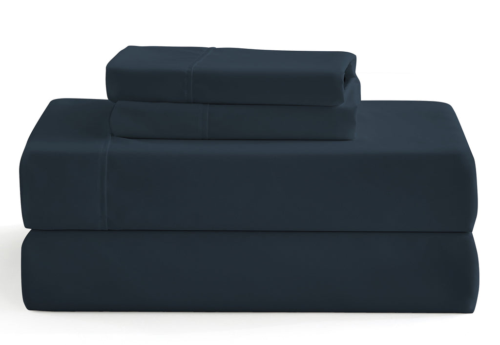 Wrinkle-Resistant 3-Piece Twin Sheet Set, Ultra-Soft 800 Thread Count Microfiber, Deep Pocket, Twin, Blue Indigo - Luxury Bed Sheet Set with Deep Pockets Detail