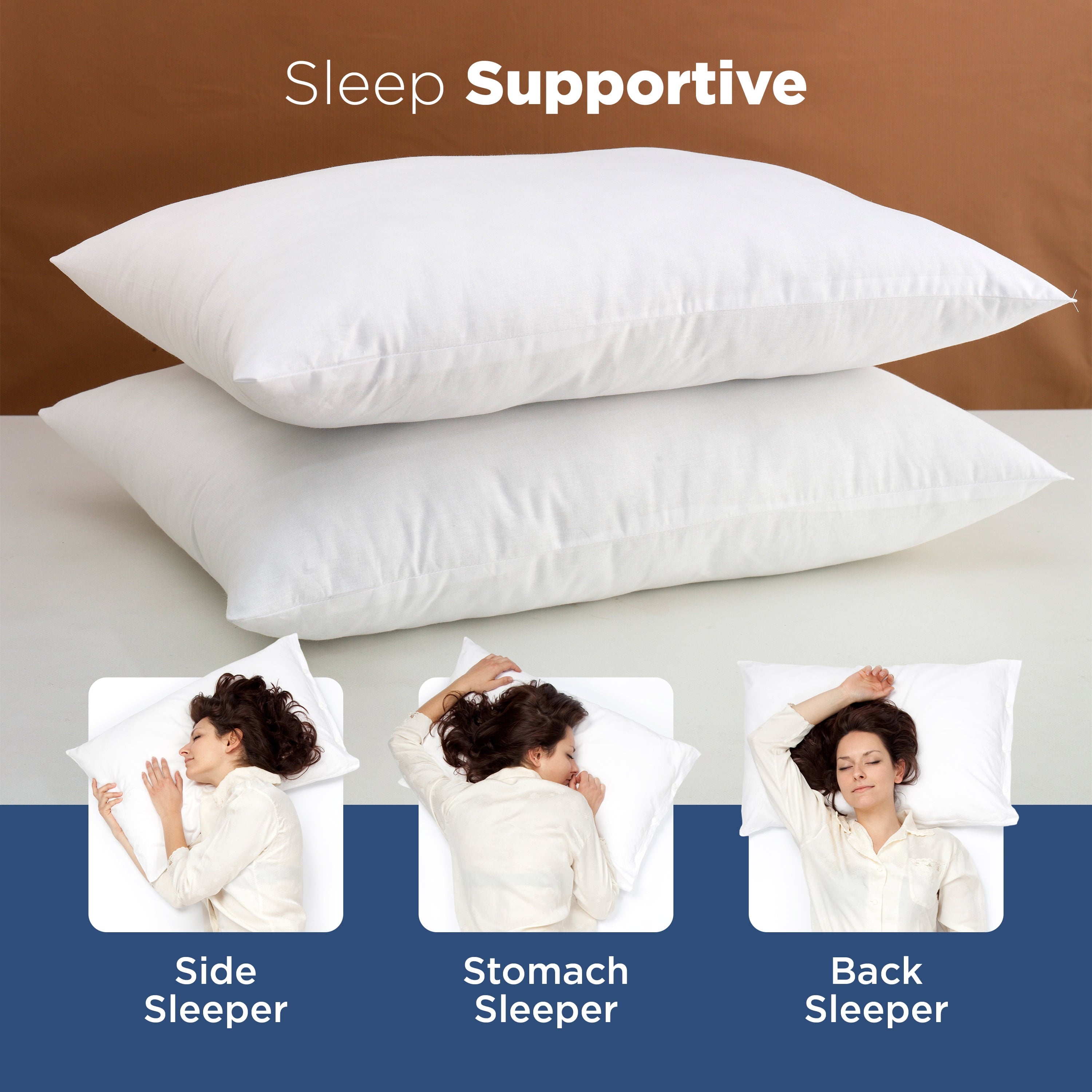 Hotel Collection 2-Pack Down Alternative White Bed Pillows, Standard - Decorative Throw Pillow Cushion for Sofa & Bed Detail