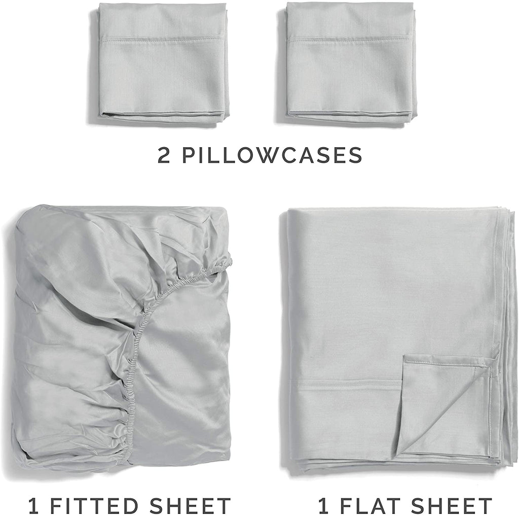 Cooling Sateen 4-Piece 400 Thread Count Cotton Sheet Set - King Size 100% Cotton Sateen Bed Sheets Fits 18"-24" Mattresse... - Cooling Hotel Quality Bedding Sheets and Pillowcases Detail