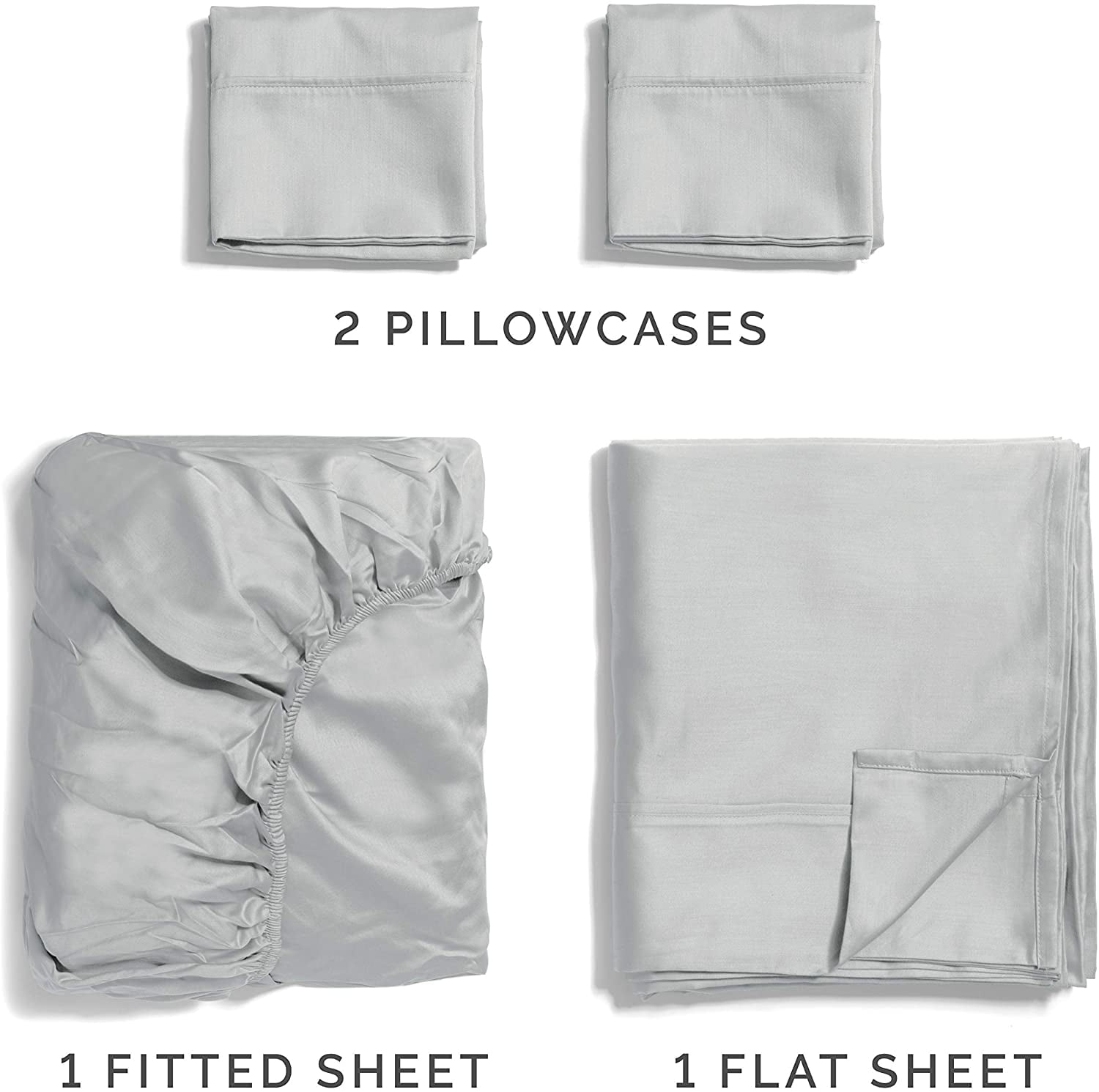 Cooling Sateen 4-Piece 400 Thread Count Cotton Sheet Set - King Size 100% Cotton Sateen Bed Sheets Fits 18"-24" Mattresse... - Cooling Hotel Quality Bedding Sheets and Pillowcases Detail