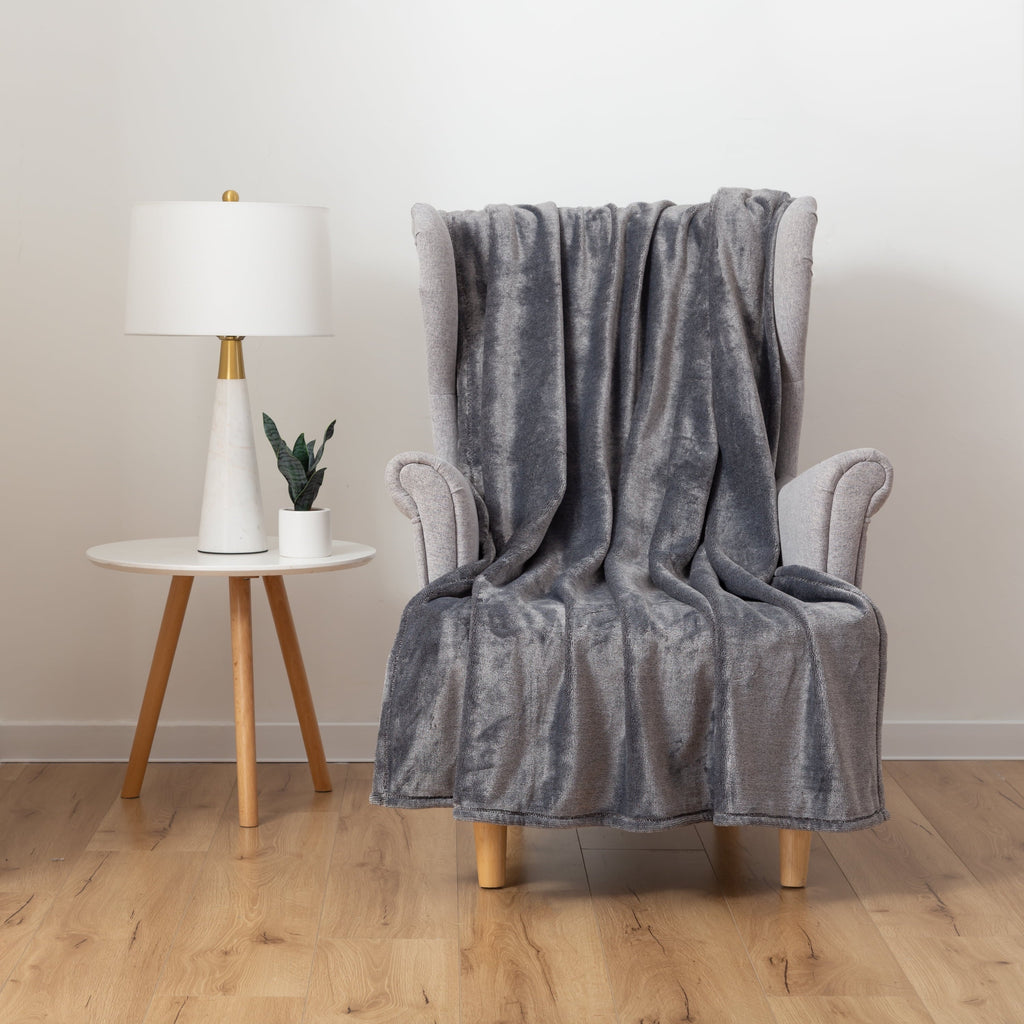 Decorative Knitted Plush Heathered Soft Oversized Throw Blanket, Gray - Cozy Fleece Throw Blanket for Couch & Bed Detail