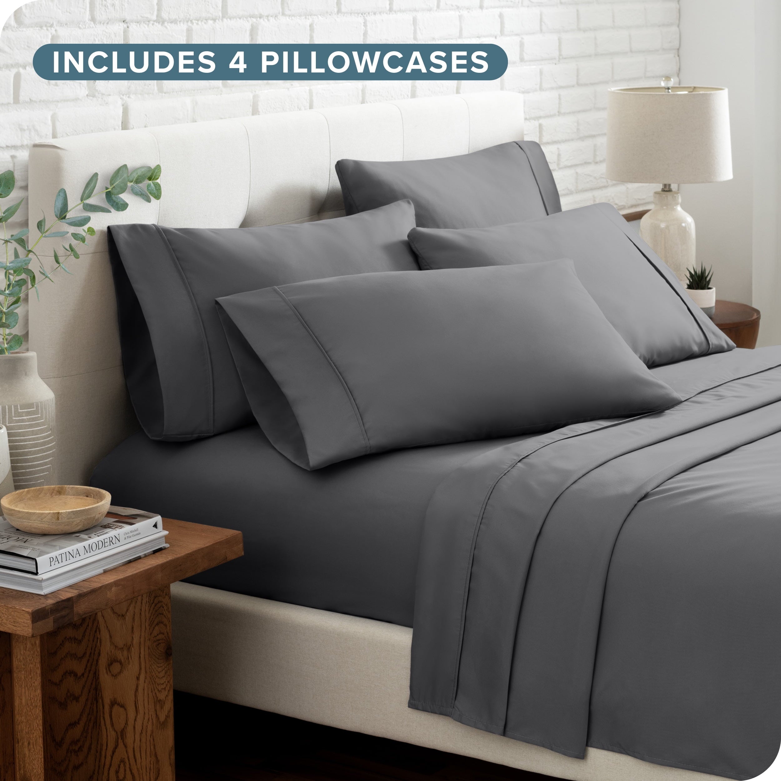 Wrinkle-Resistant Luxury Bed Sheet Set- 6 Piece - Queen, Gray - Luxury Bed Sheet Set with Deep Pockets Detail