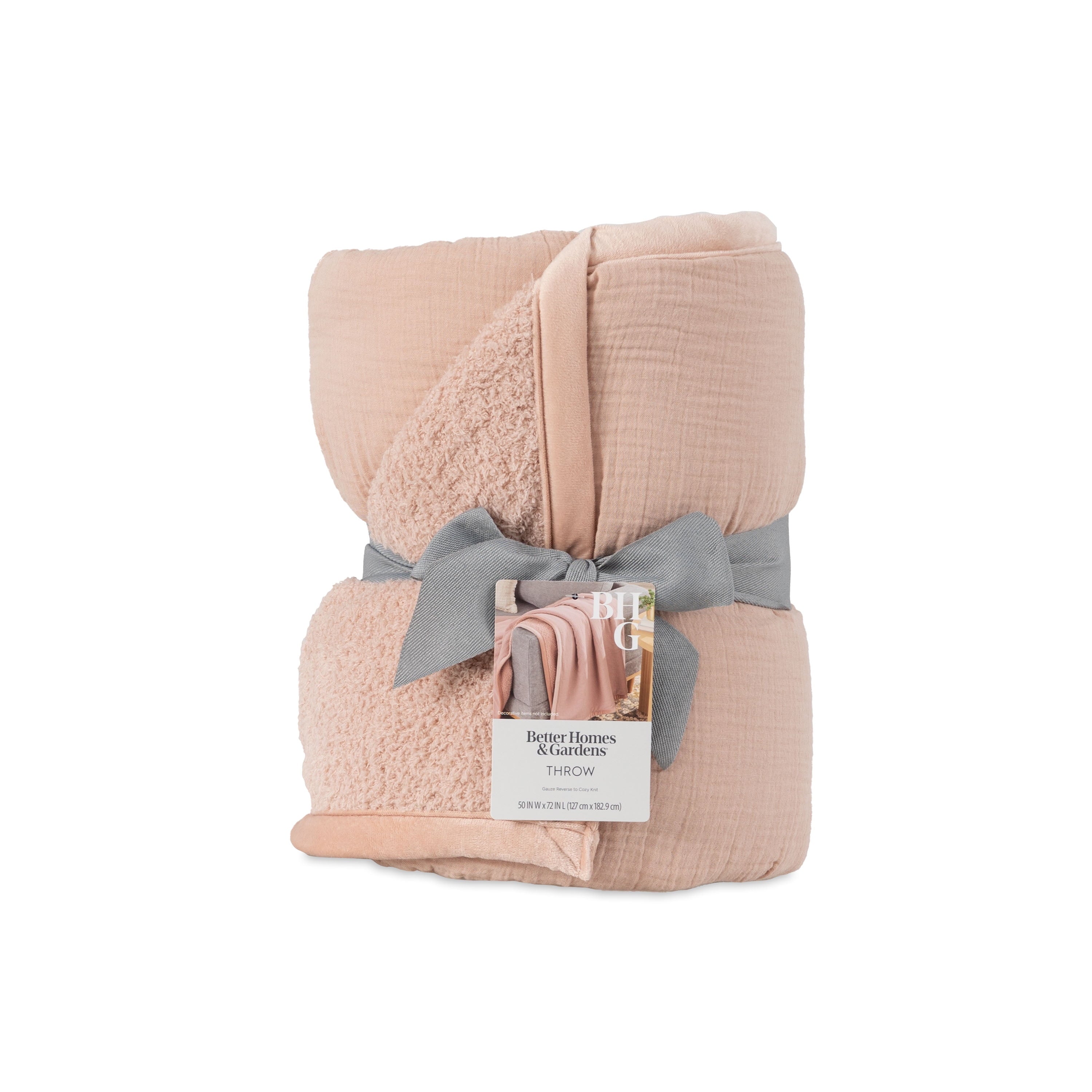 Lightweight Warm Gauze Reverse to Cozy Knit Super Soft Throw Blanket, Oversized, Antique Blush - Lightweight Plush Warm Blanket for All Seasons Detail