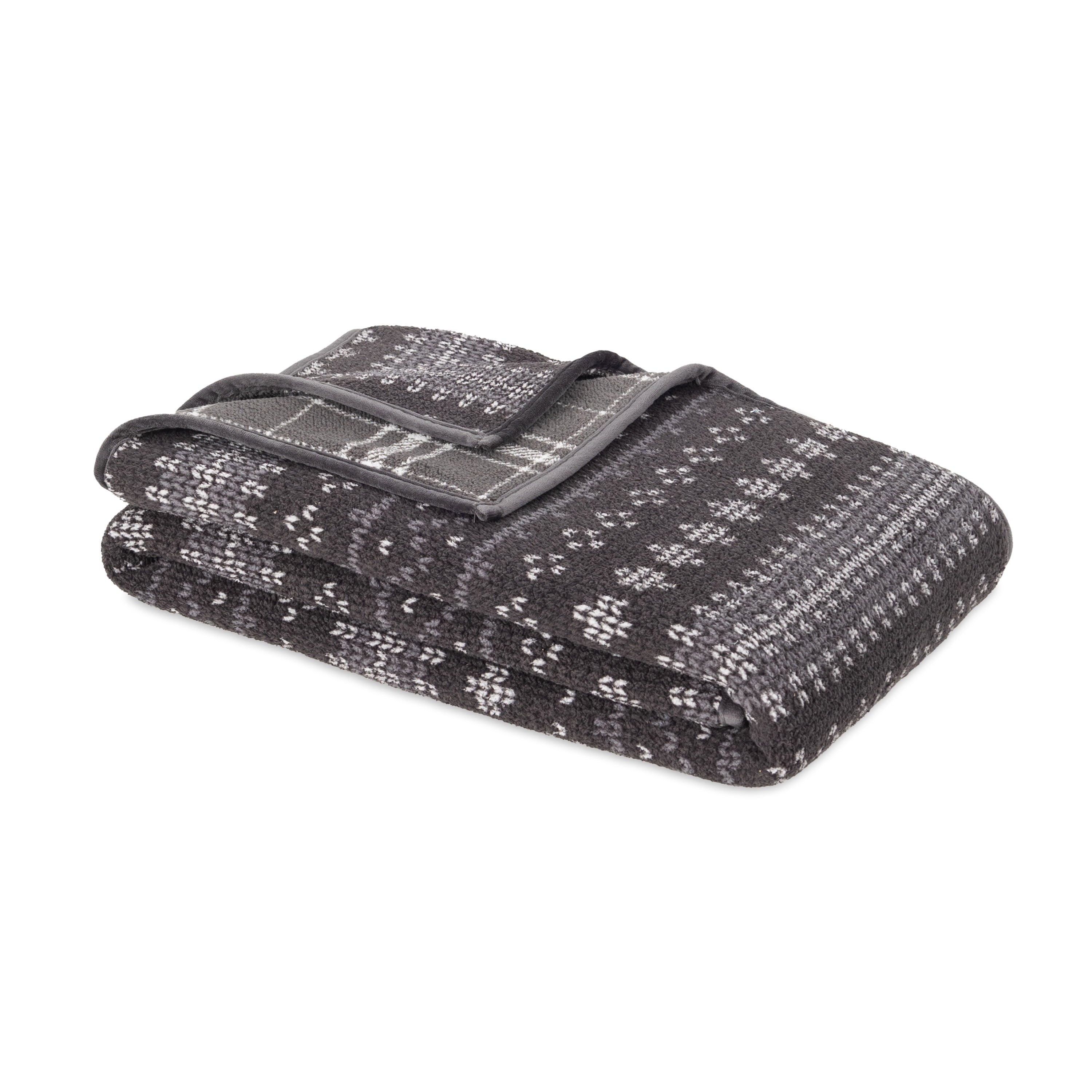 Super Soft Flannel Berkshire Life Reversible Printed Hampshire Soft Throw Blanket, Glacier Fair Isle - Cozy Fleece Throw Blanket for Couch & Bed Detail