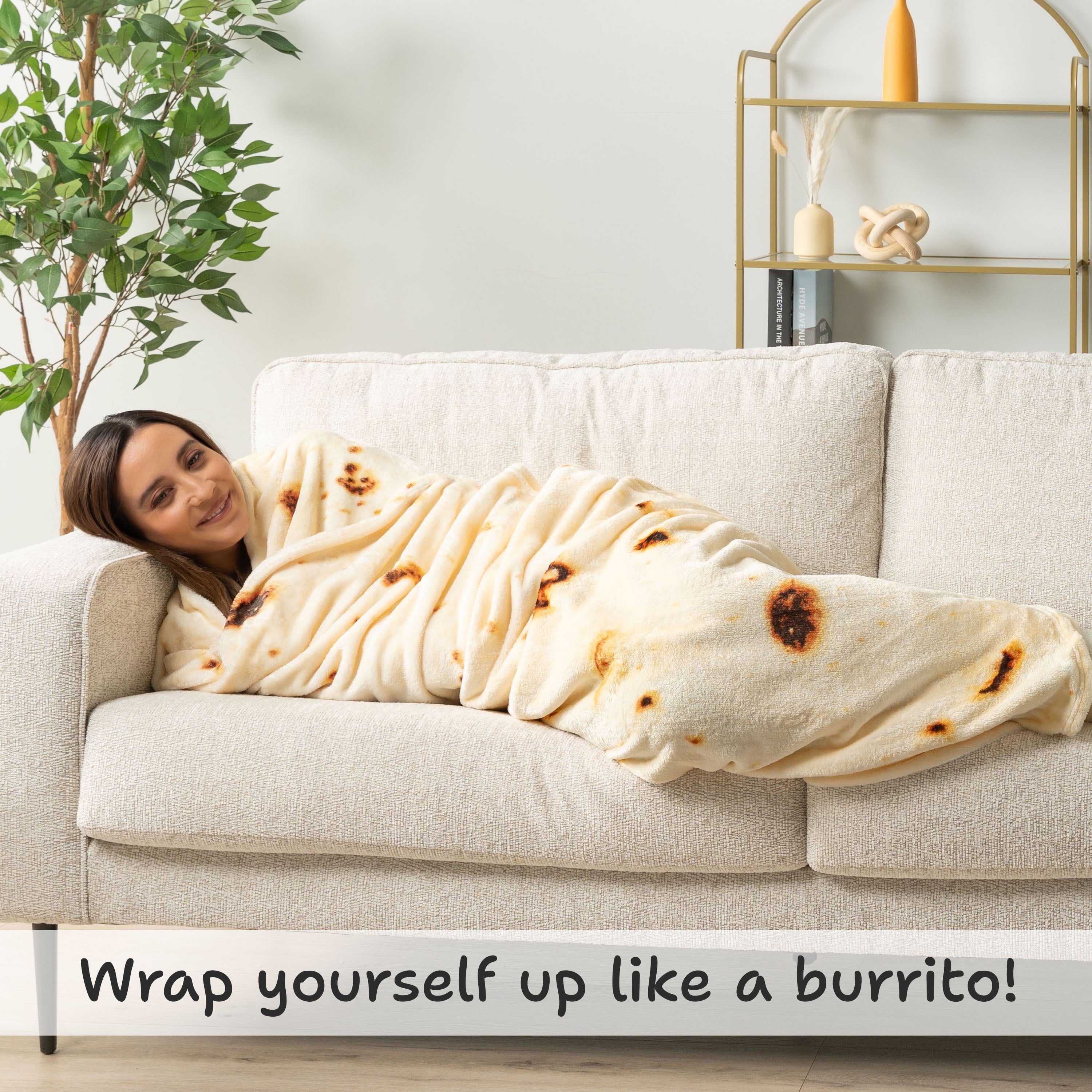 Super Soft Flannel Burrito Tortilla Blanket, Double Sided Taco Flour Wrap Novelty Throw for Adult Kid Teen, Realistic Food Blanket, Funn... - Lightweight Plush Warm Blanket for All Seasons Detail