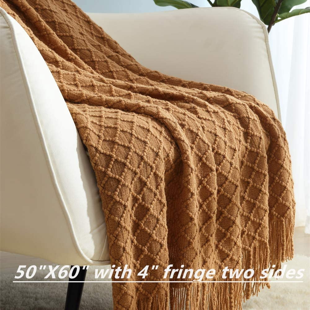 Cozy Fleece Home Decor Rustic Couch Sofa Chair Bed Throw Blanket, Soft Warm Light Weight in Spring Summer (50''X60'' Brown) - Lightweight Plush Warm Blanket for All Seasons Detail