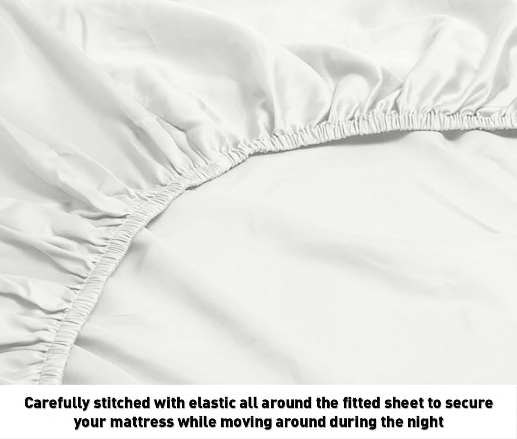 Premium Egyptian Cotton Luxurious Collection 1000 Thread Count 100% Cotton Bed Sheet Set (Twin XL, White) - Cooling Hotel Quality Bedding Sheets and Pillowcases Detail