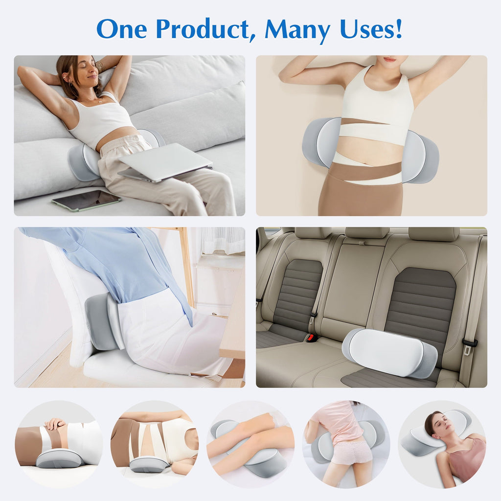 Decorative Plump Lumbar Support Pillow for Bed Memory Foam Lower Back Pain Relief, Adjustable Waist Pillow for Sleeping & Side Sleeper... - Orthopedic Shredded Foam Bed Pillow Set Detail