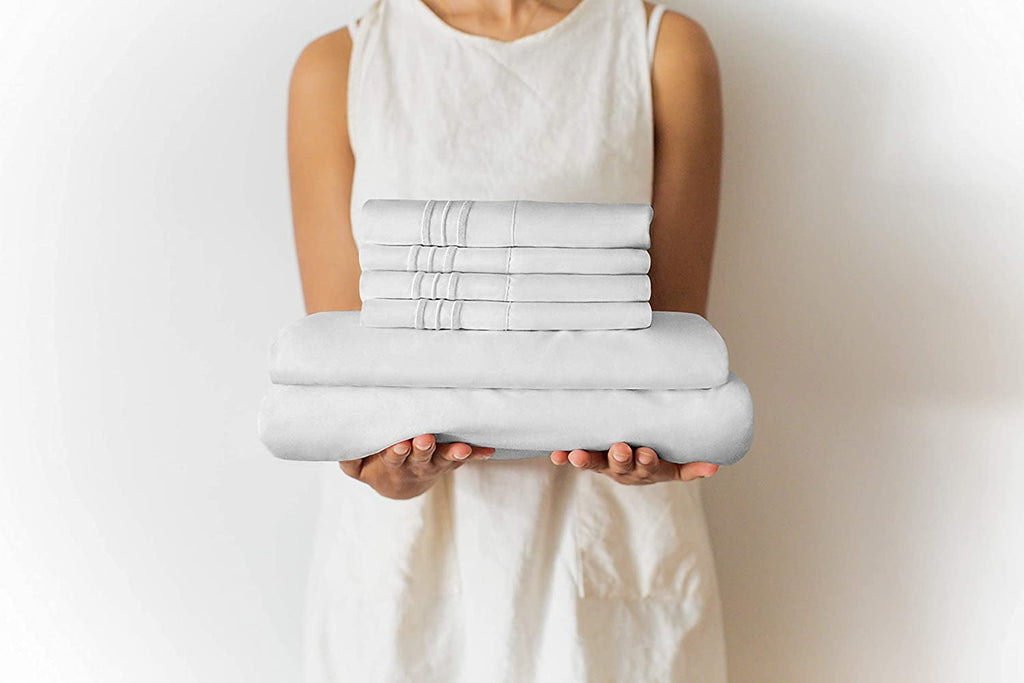 Wrinkle-Resistant 6-Piece Breathable and Cooling Sheet Set With Extra Matching Pillowcases - King Size Bed Sheets Fits 8"-16... - Luxury Bed Sheet Set with Deep Pockets Detail
