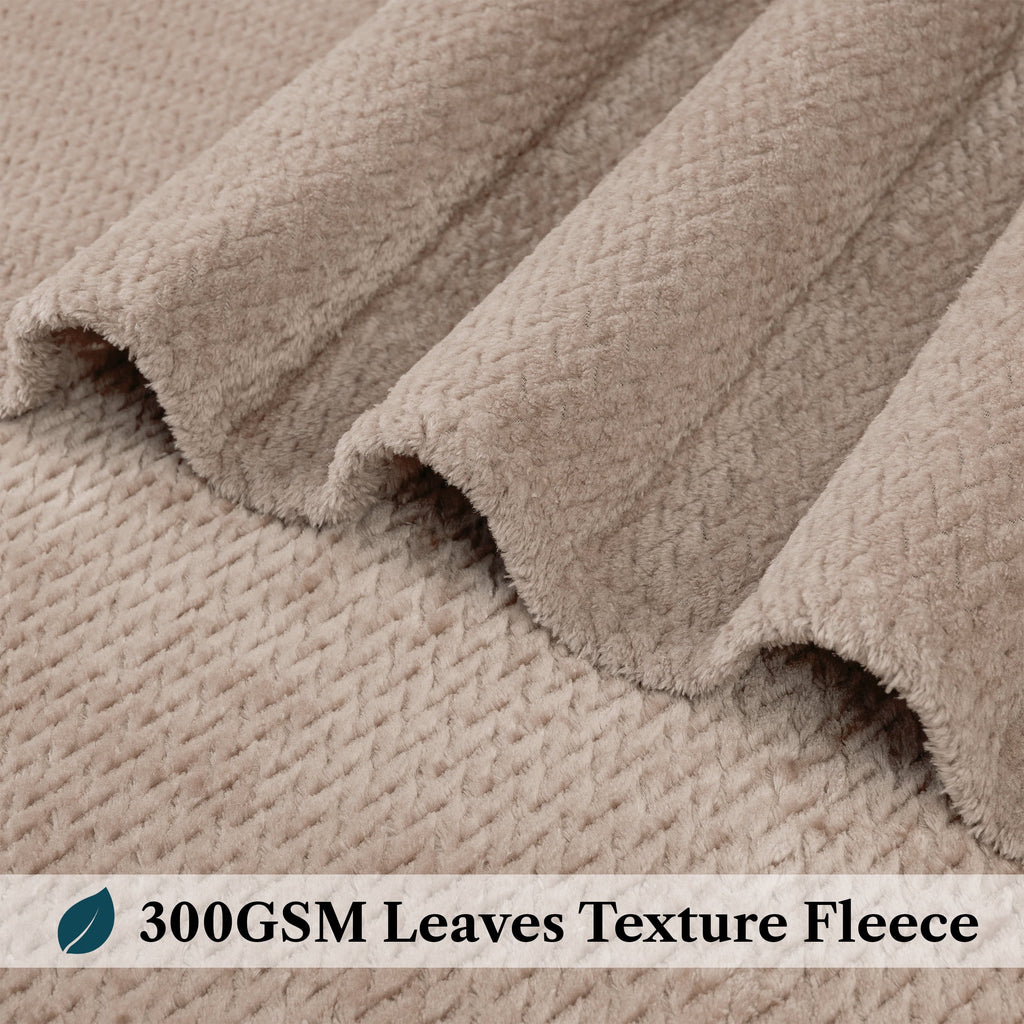 Cozy Fleece Soft Fleece Taupe Tan Throw Blanket for Couch, Lightweight Plush Warm Blankets for Bed, Fuzzy Cozy Flannel Blanket Th... - Super Soft Reversible Sherpa Flannel Blanket Detail