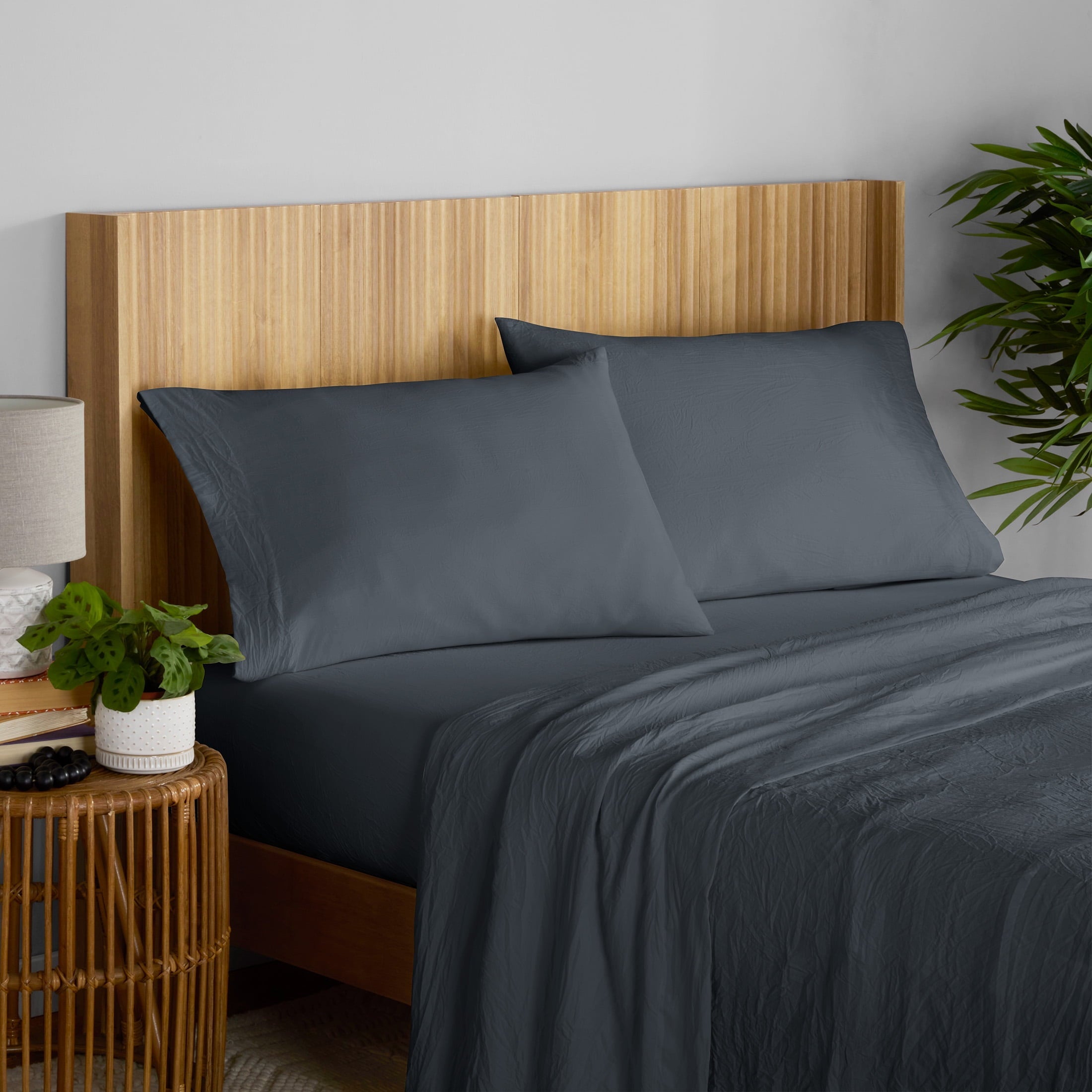 Breathable Luxury Microfiber Bed Sheet Set, Grey Stone, Full, 4 Pieces - Premium Ultra-Soft Pillowcase Pair for Sleeping Detail