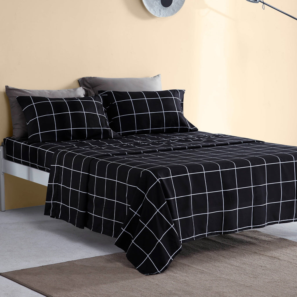 Wrinkle-Resistant Full Bed Sheet Set, 4 Pieces Breathable & Super Soft, Easy Care Printed Microfiber with Deep Pocket & Envelope Closur... - Premium Ultra-Soft Pillowcase Pair for Sleeping Detail