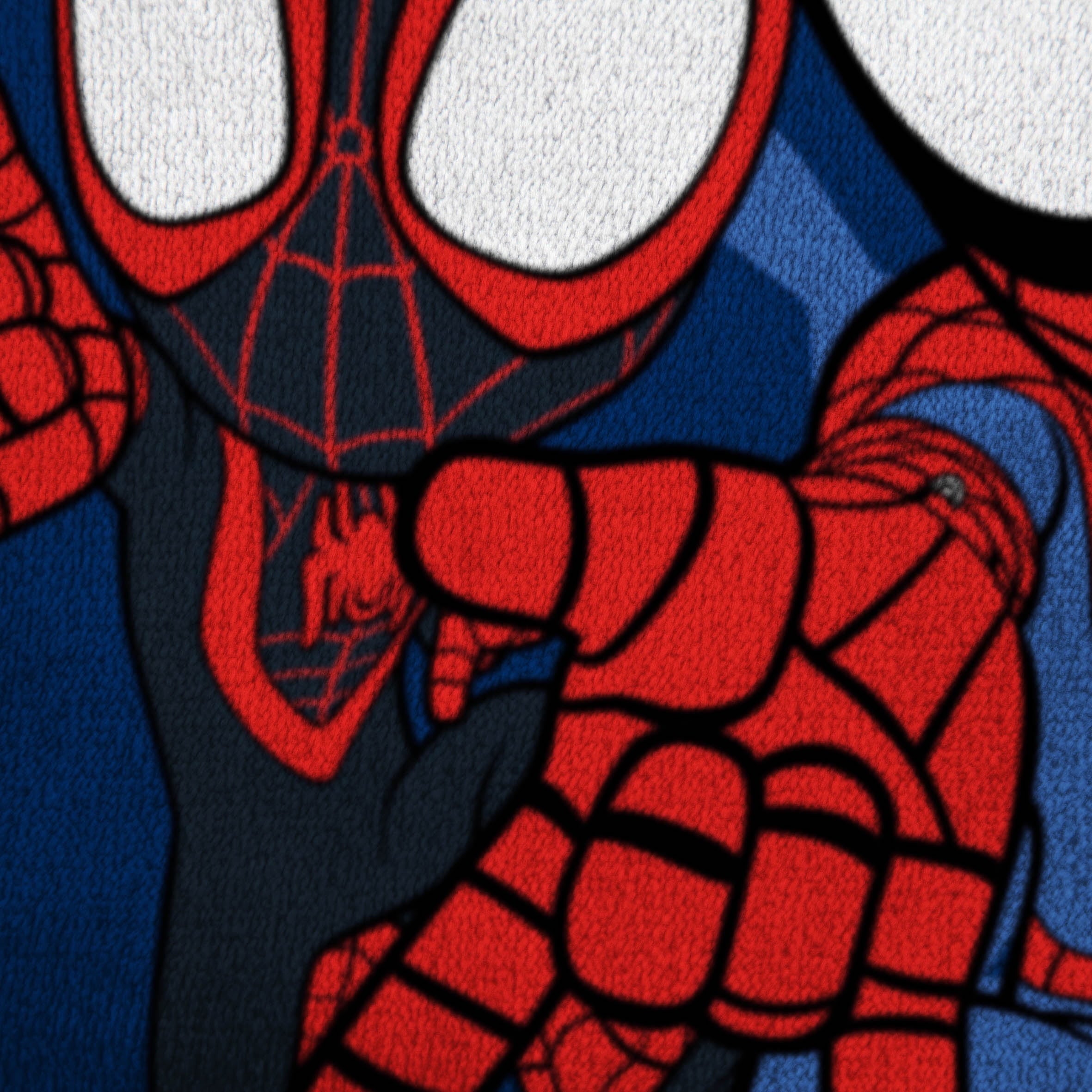 Decorative Knitted Spidey and His Amazing Friends Kids Plush Twin/Full Blanket, 62 x 90, Microfiber, Blue and Red - Super Soft Reversible Sherpa Flannel Blanket Detail