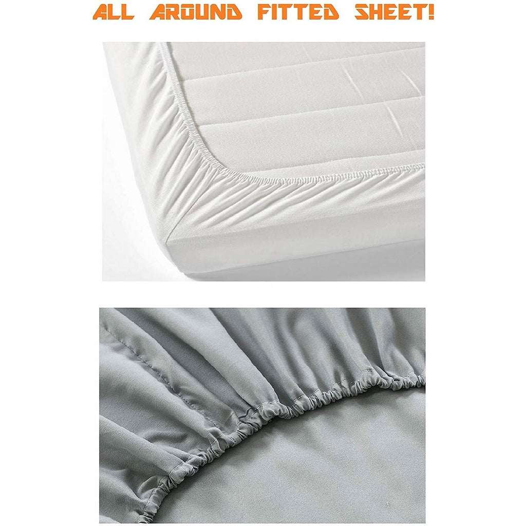 Breathable Luxury 4 Pieces Bed Sheet Set With Flat Fitted and 2 Pillowcases King-Dusty Rose - Luxury Bed Sheet Set with Deep Pockets Detail