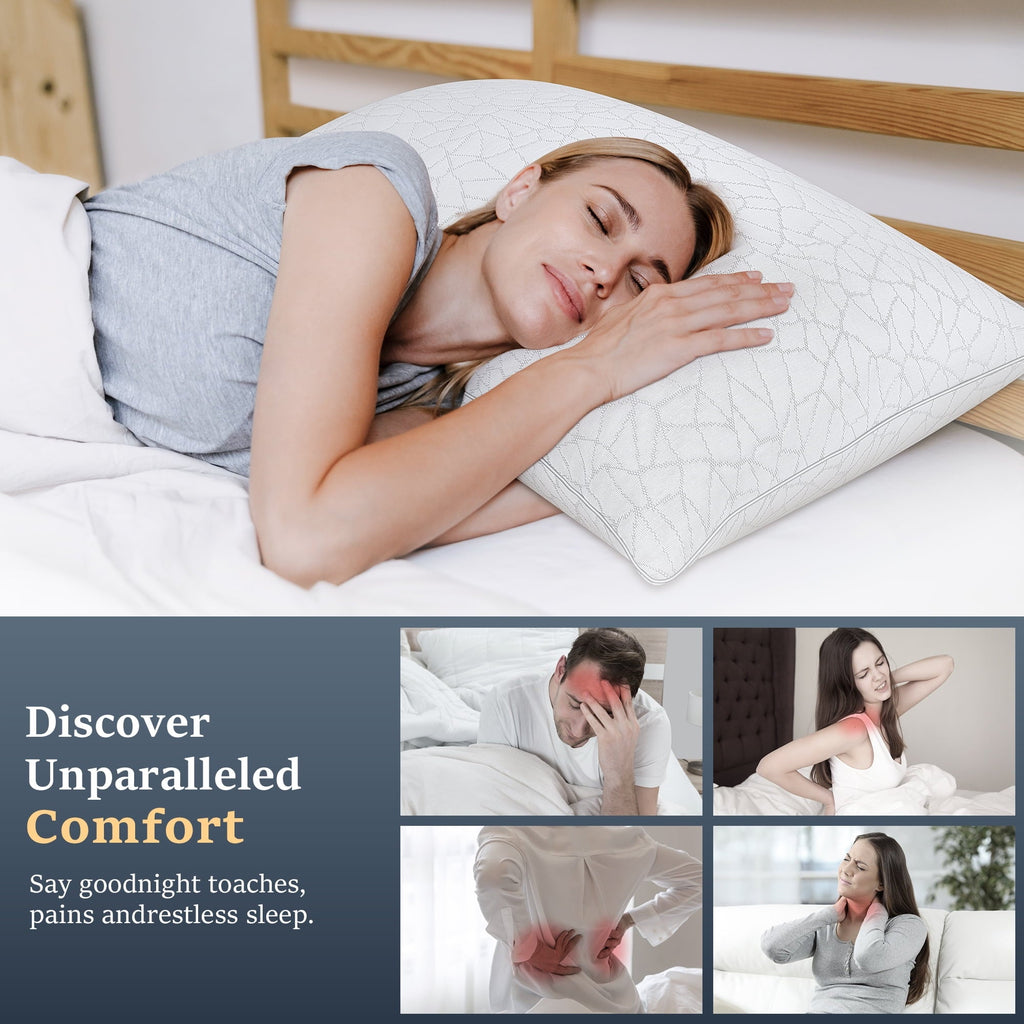 Hotel Collection Queen Size Bed Pillows 1-Pack,2.2lb High Quality Down Alternative Filled,3D Breathable Cover,Hotel Collection Pillows... - Orthopedic Shredded Foam Bed Pillow Set Detail