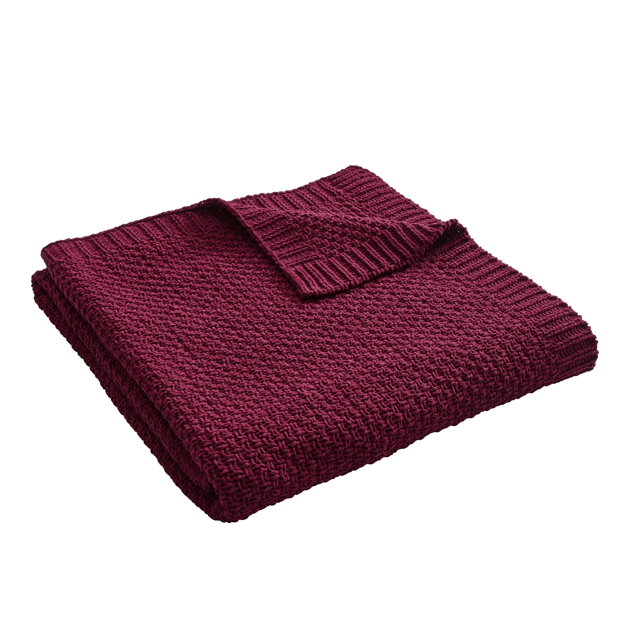 Reversible Sherpa Chenille Knit Super Soft Oversized Throw Blanket, Merlot Wine - Lightweight Plush Warm Blanket for All Seasons Detail