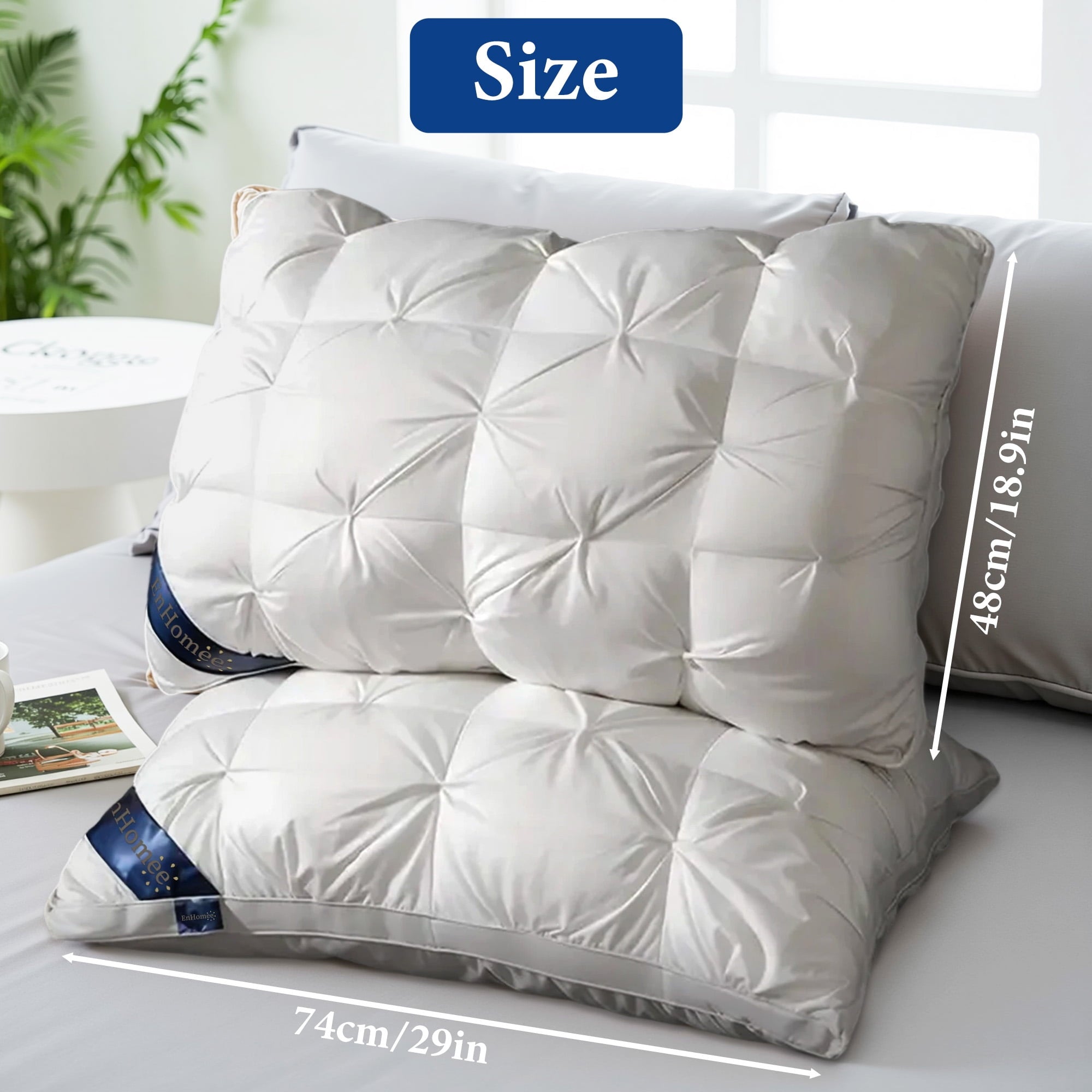 Hotel Collection 2-Pack Luxurious Hotel-Quality ,Resistant to Flattening, All-Season,White - Orthopedic Shredded Foam Bed Pillow Set Detail