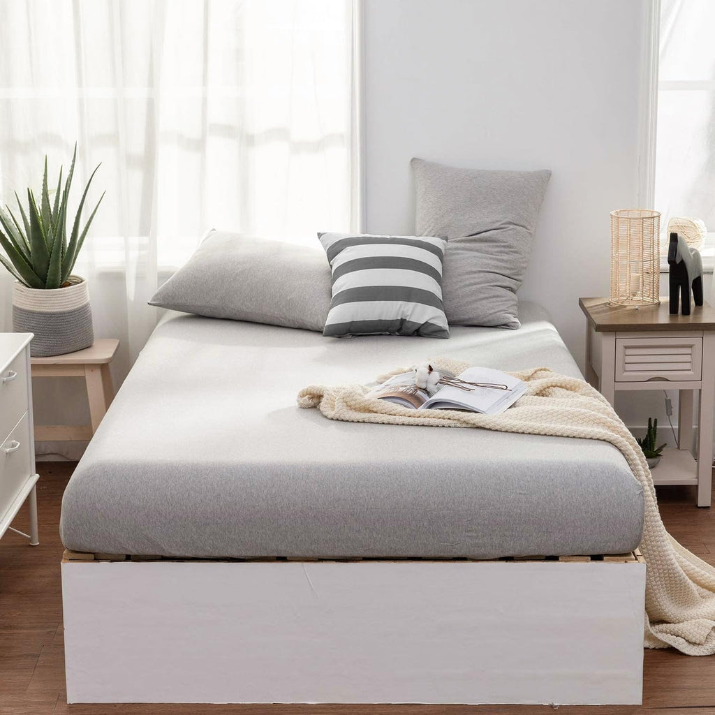 Ultra-Soft Jersey Knit Full Size Sheets 4pc|100% T-Shirt Cotton Blend Super Soft Breathable Jersey Sheets Full Size Bed, Stretch... - Luxury Bed Sheet Set with Deep Pockets Detail