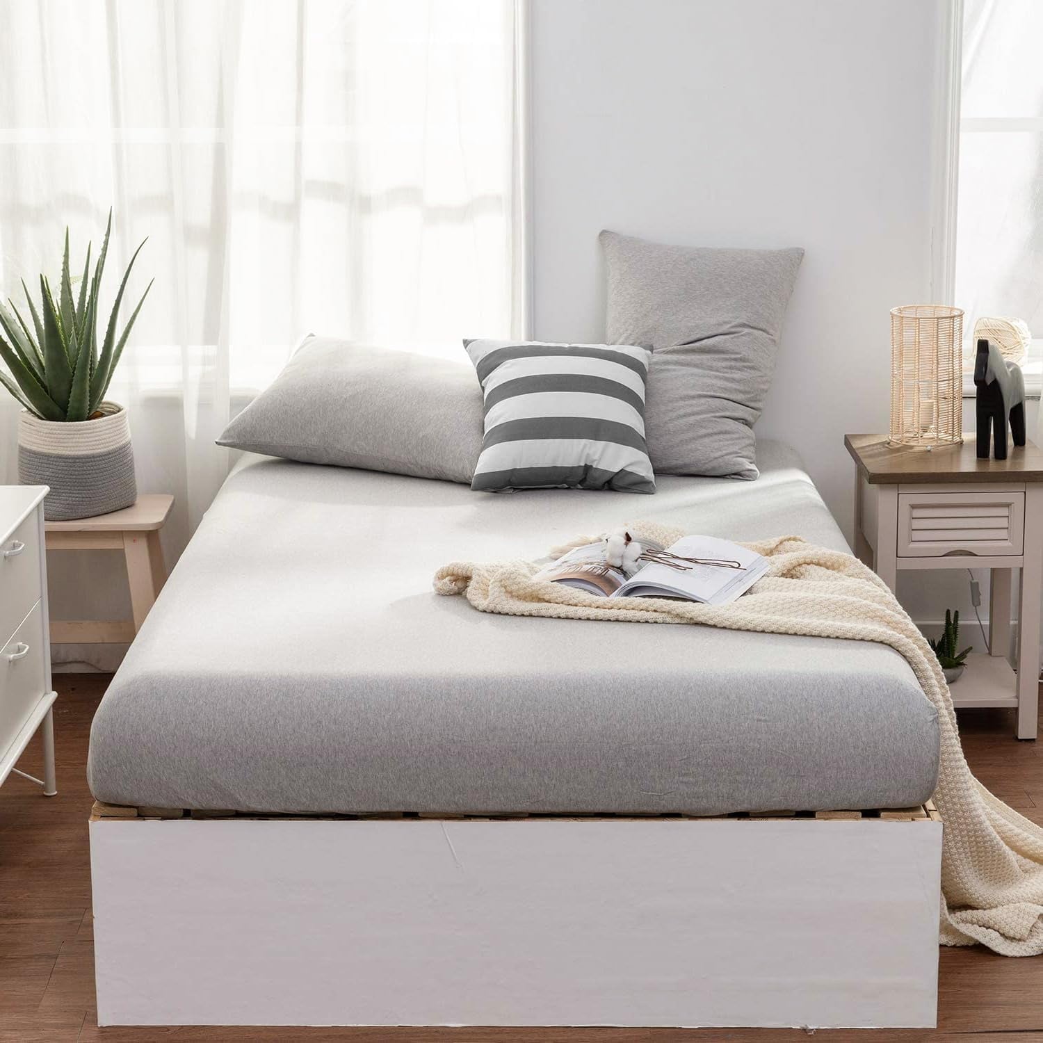 Ultra-Soft Jersey Knit Full Size Sheets 4pc|100% T-Shirt Cotton Blend Super Soft Breathable Jersey Sheets Full Size Bed, Stretch... - Luxury Bed Sheet Set with Deep Pockets Detail