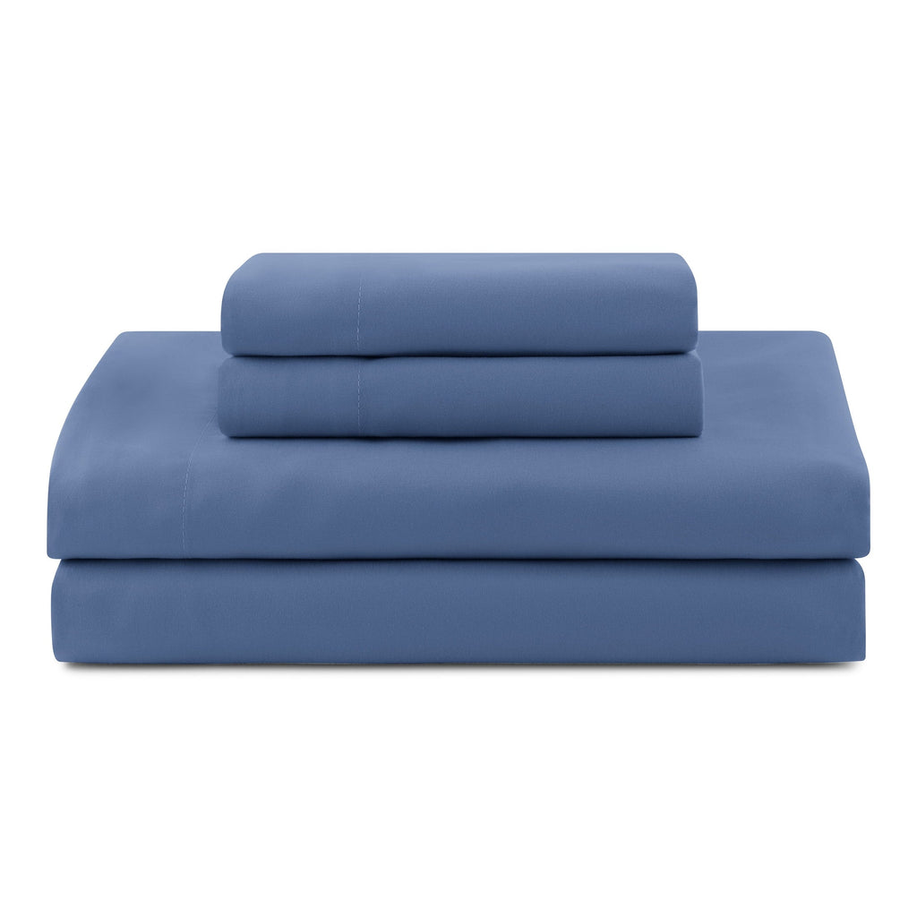 Fluffy Down Alternative All in One Reversible Comforter and Sheet Set- 7 Piece, Queen, Blue Pinstripe - All-Season Down Alternative Comforter Insert Detail