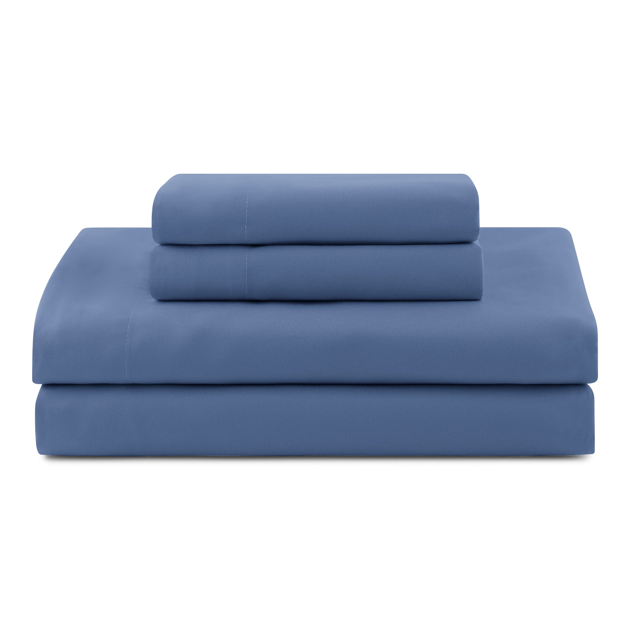 Fluffy Down Alternative All in One Reversible Comforter and Sheet Set- 7 Piece, Queen, Blue Pinstripe - All-Season Down Alternative Comforter Insert Detail