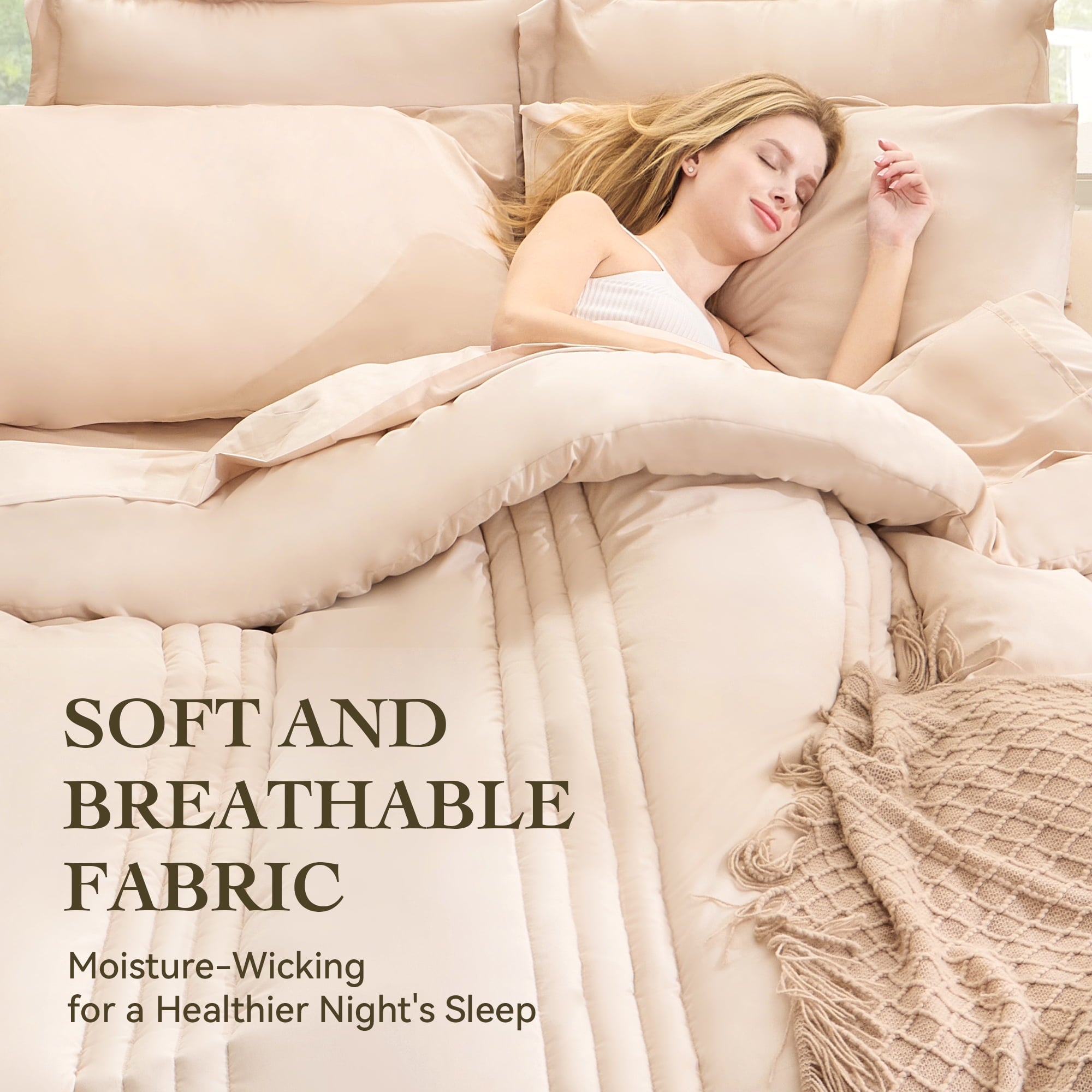 All-Season Twin Comforter Set 5 Pieces,Bed in a Bag, Bedding Set with Comforter,Fitted Sheet,Flat Sheet,Pillowcase, All Season - Cloud-Like Soft Lightweight Bed Comforter Detail